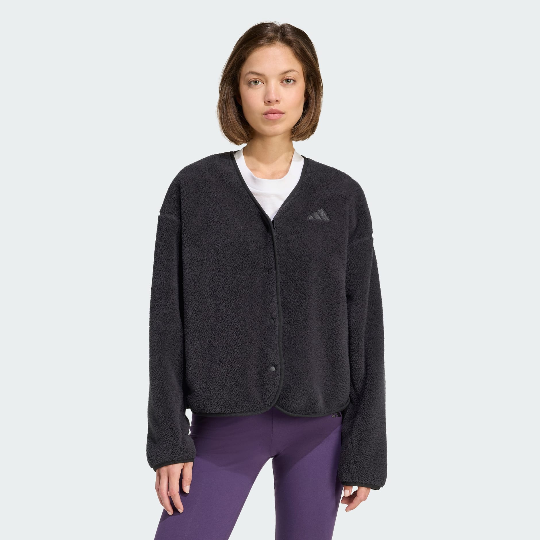 Cardigan din fleece Future Icons cu 3 dungi