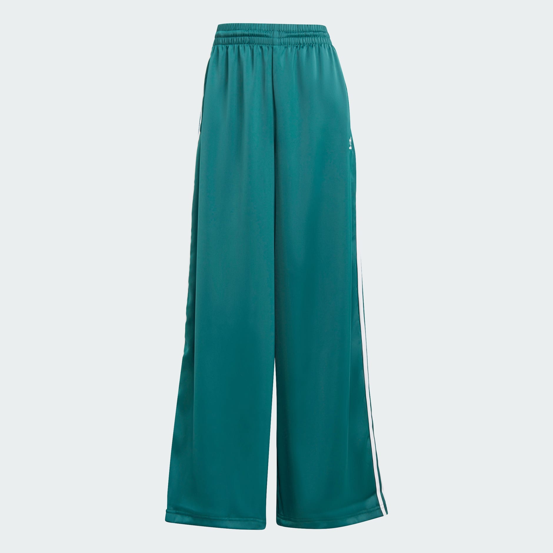 Women's Clothing - Satin Wide Leg Track Pants - Green | adidas 