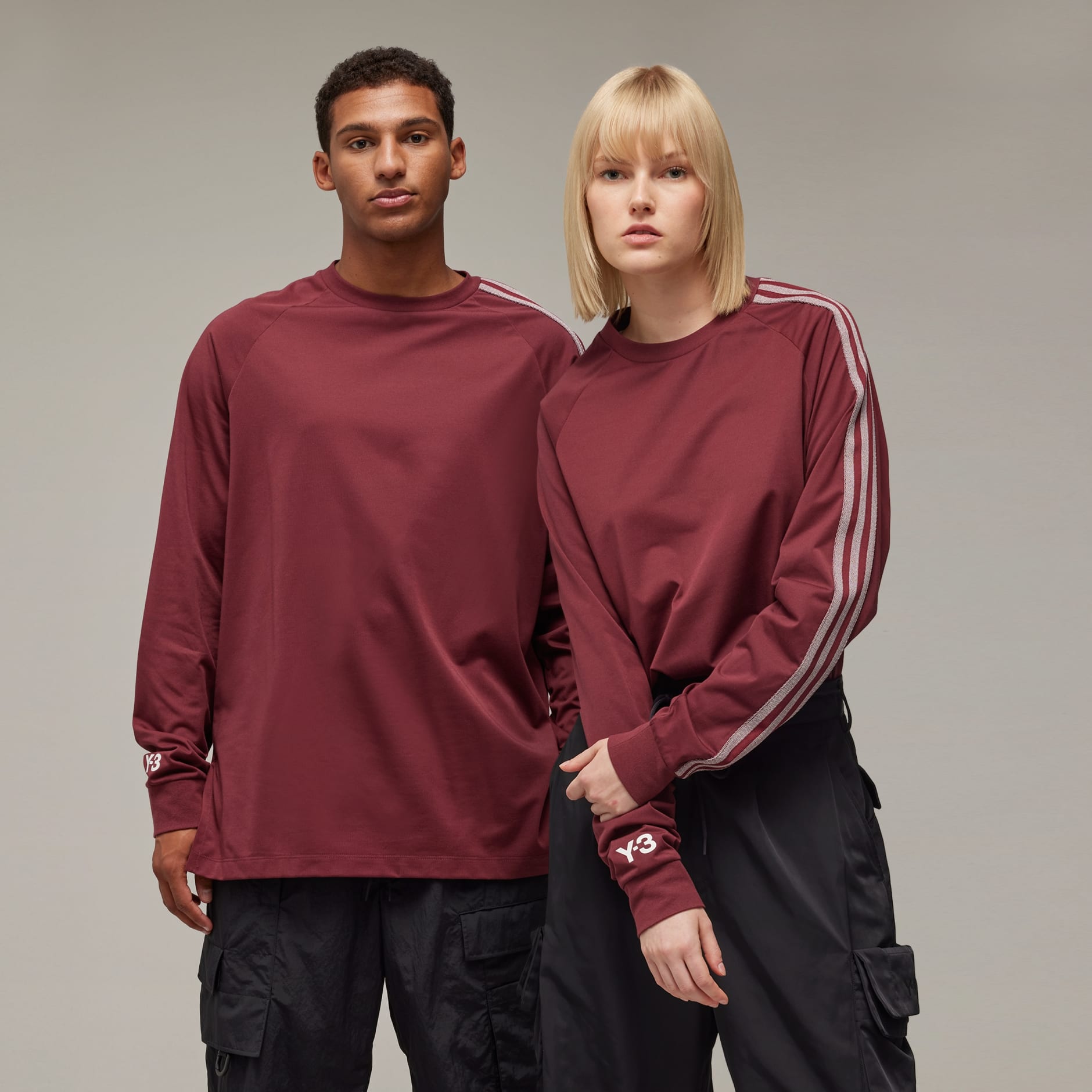 All products Y 3 3 Stripes Long Sleeve Tee Burgundy adidas South Africa