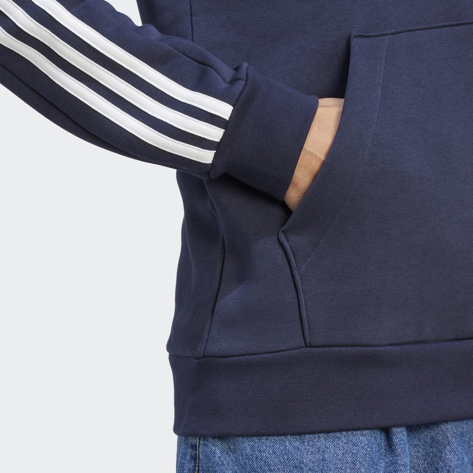 Adidas Essentials Fleece 3-Stripes Hoodie - Blue | Adidas UAE