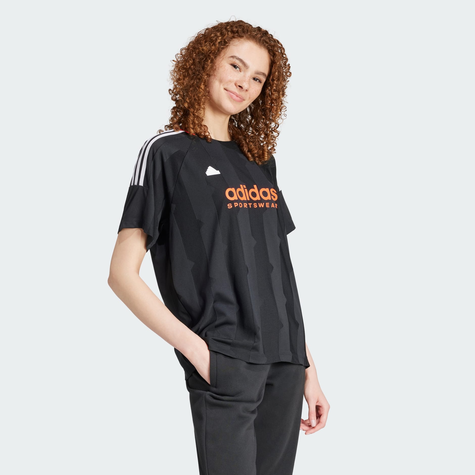 CLOTHING - Tiro Cut 3-Stripes Jacquard Boyfriend Tee - Black
