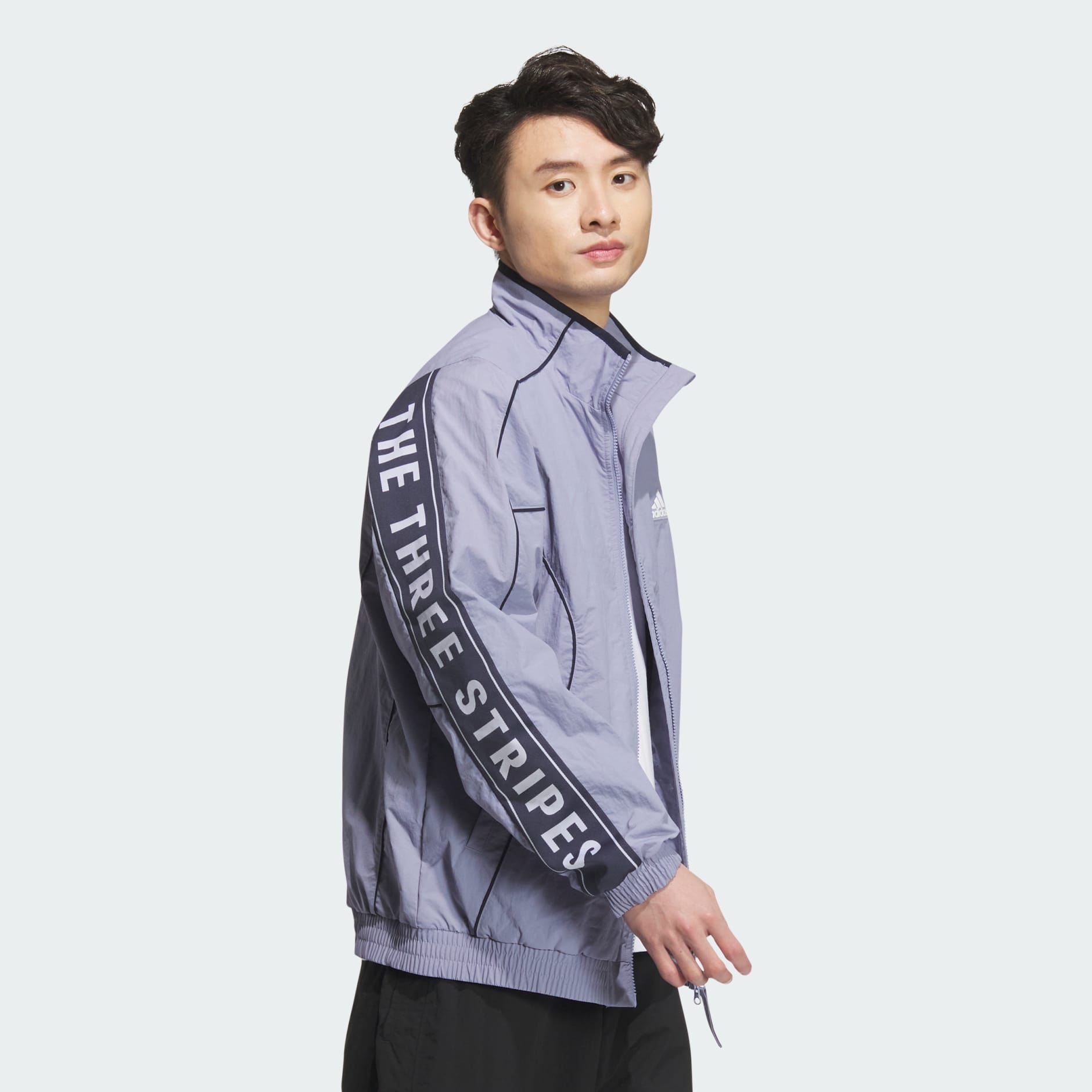 Wording Loose Fit Wrinkled Nylon Woven Brushed Tricot Lined Jacket (Gender Neutral)