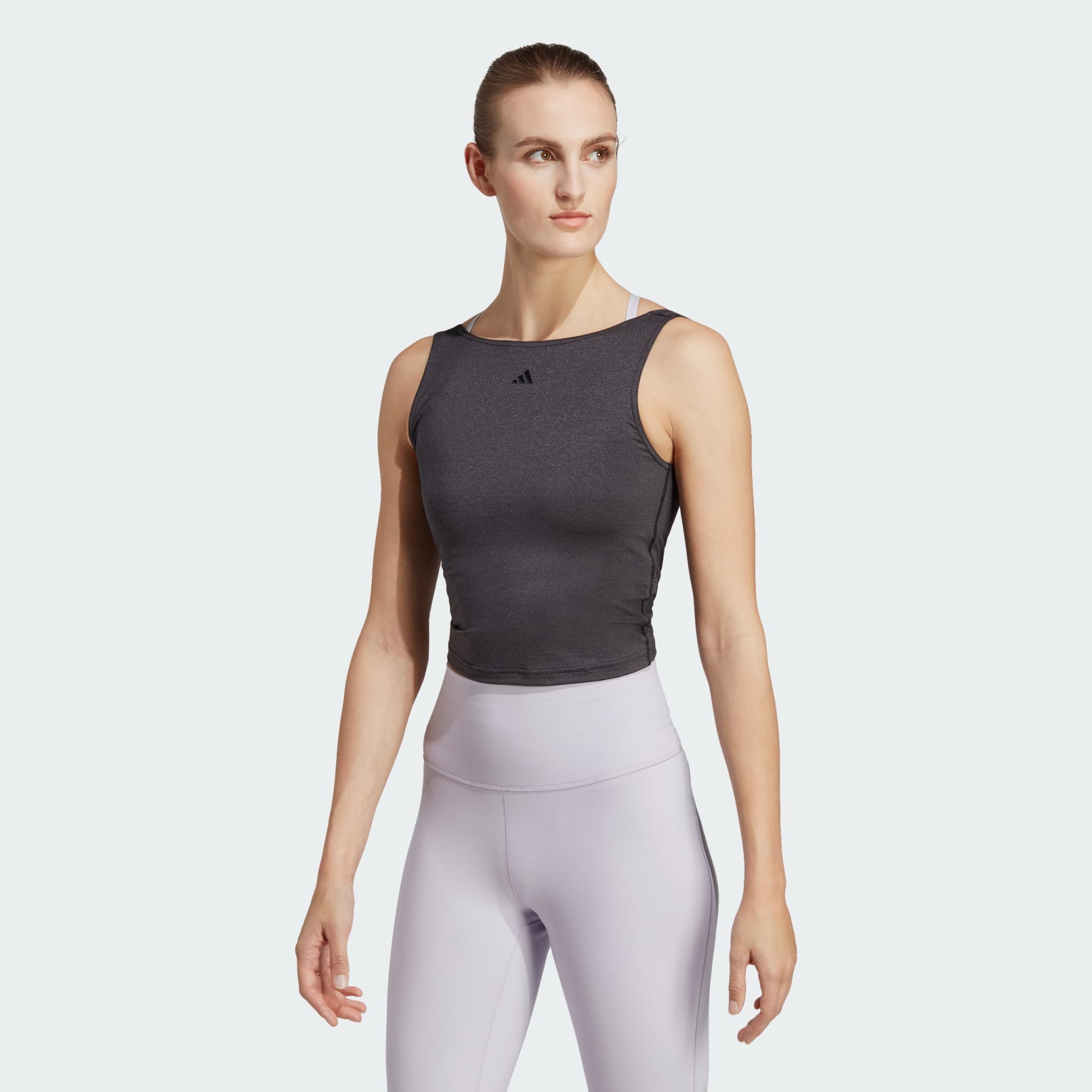 Clothing - Yoga Studio Crop Tank Top - Black | adidas South Africa