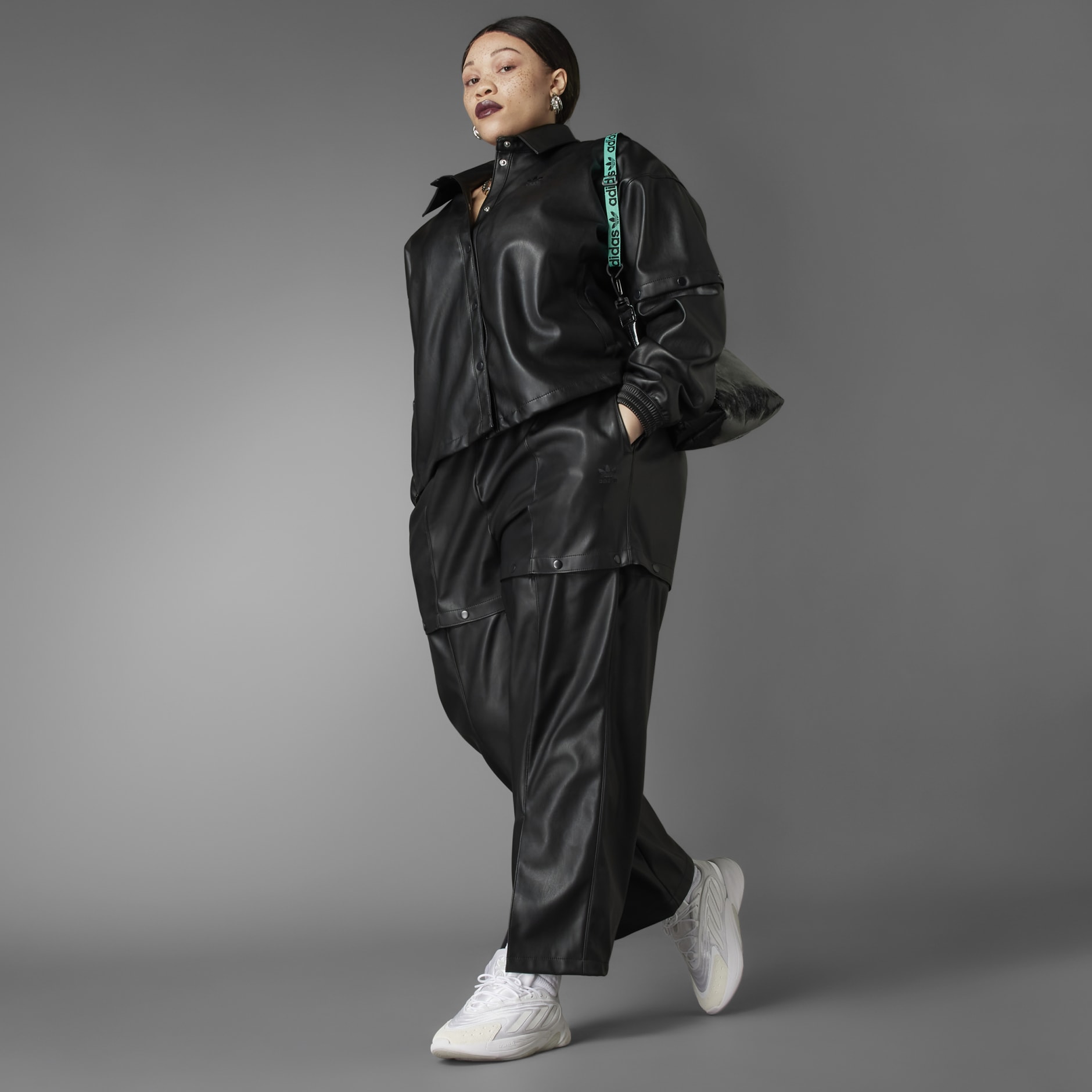 Always Original Faux Leather Track Jacket (Plus Size)