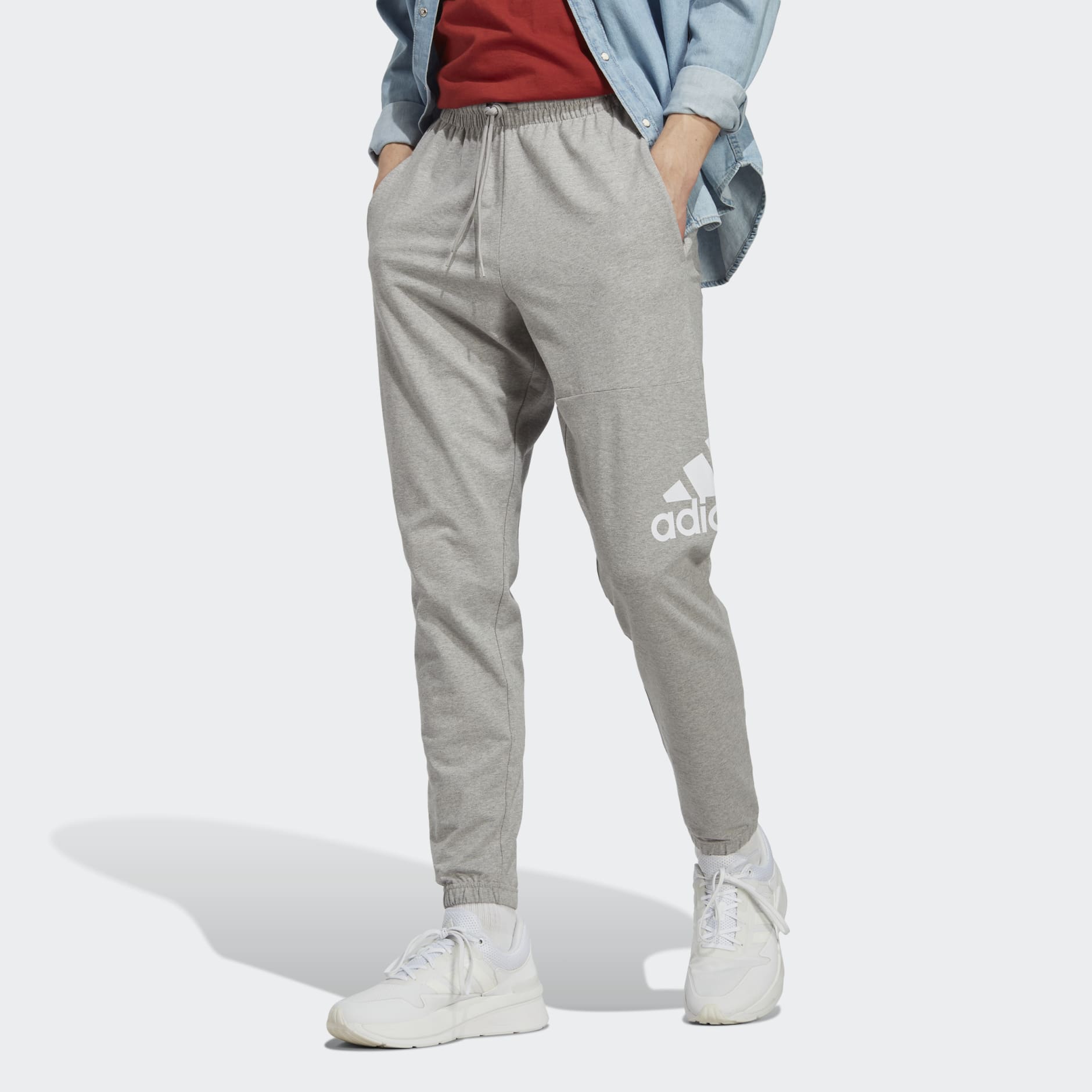 Men's Clothing - Essentials Single Jersey Tapered of Sport Pants Grey | adidas Oman