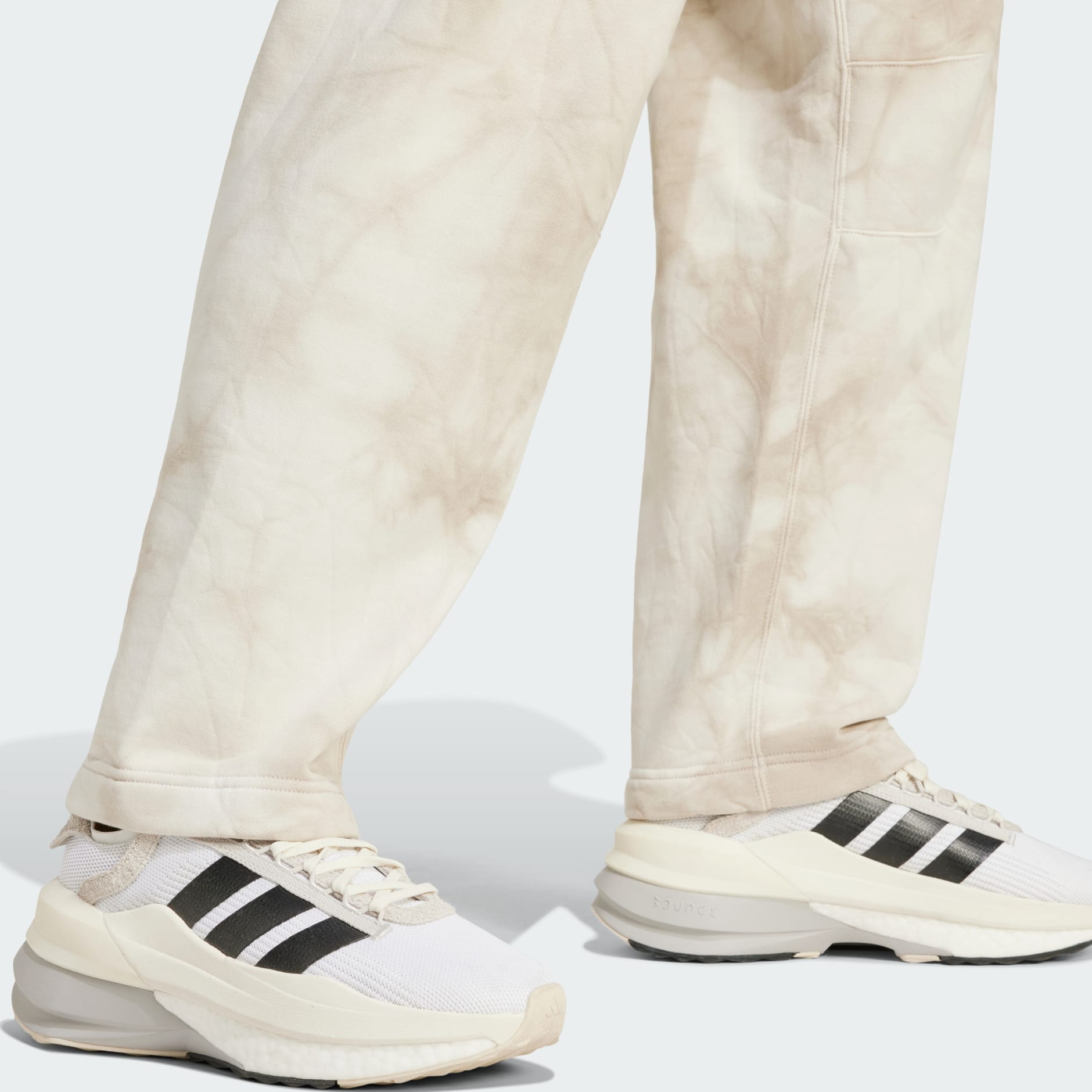 adidas ALL SZN Fleece Tie-Dye Barrel Leg Pants - Beige