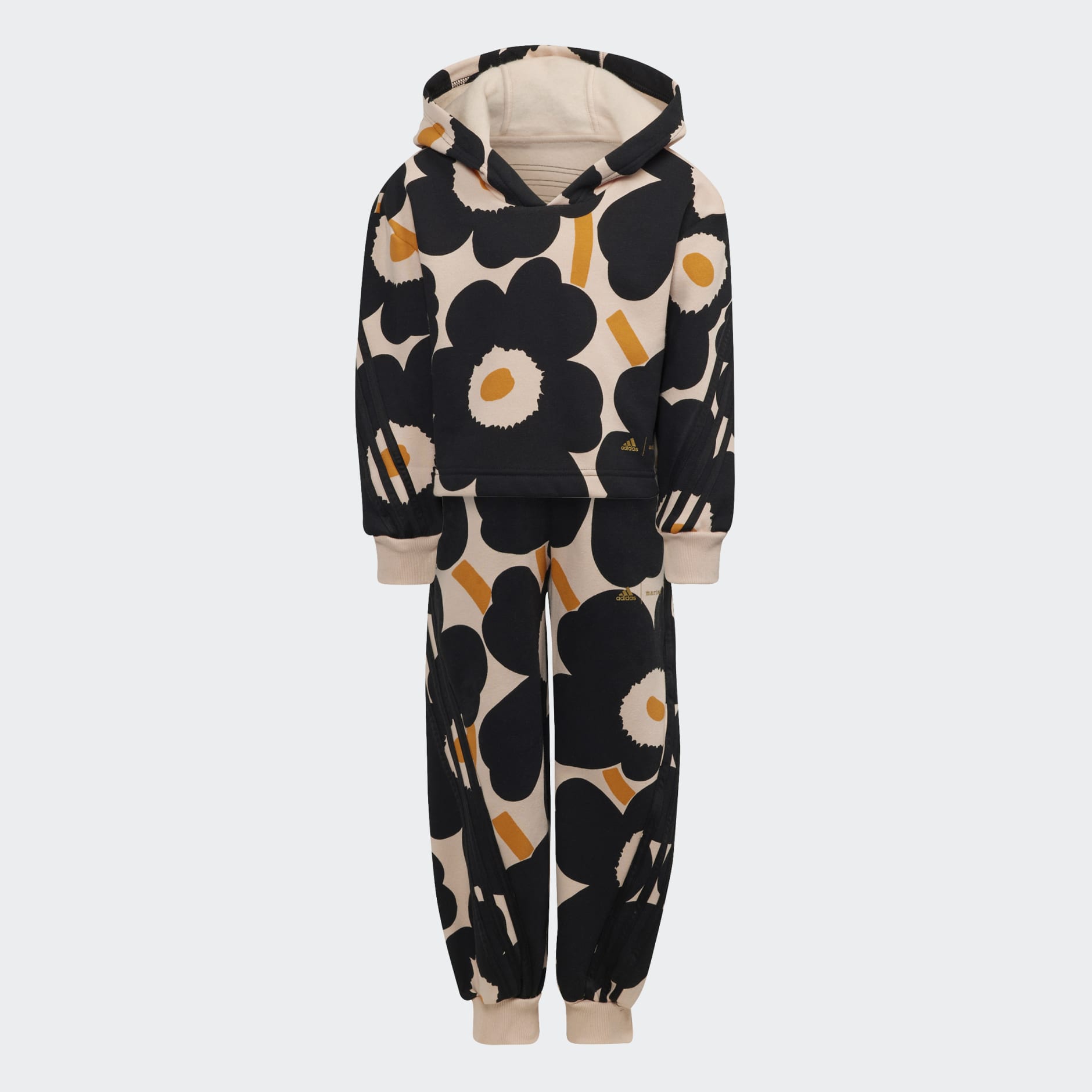 Marimekko Primegreen Warm-Up Winter Fleece 3-Stripes Floral Hoodie and Pants