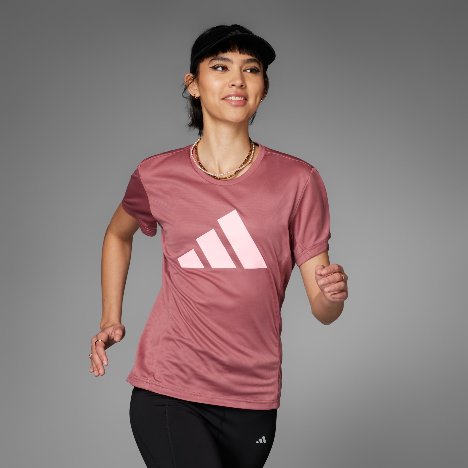 Adidas Run It Short Sleeve T shirt Pink S Woman