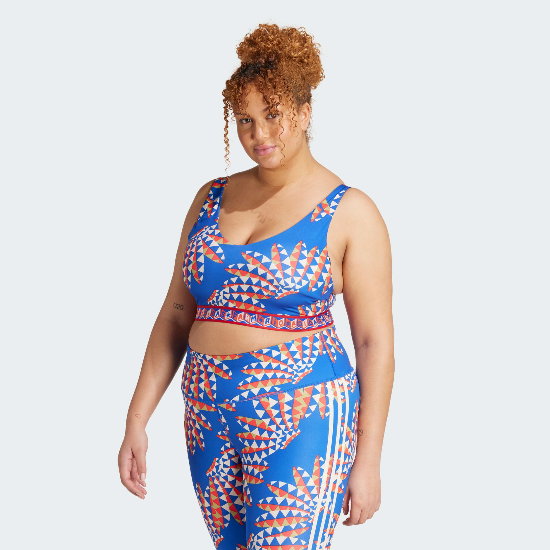 Clothing adidas x FARM Rio Medium Support Bra Plus Size Blue adidas South Africa