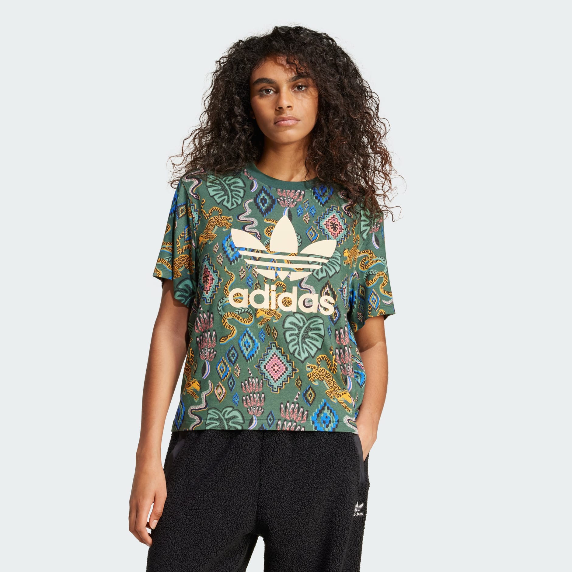 CLOTHING adidas x FARM Rio Trefoil Tee Green adidas Oman