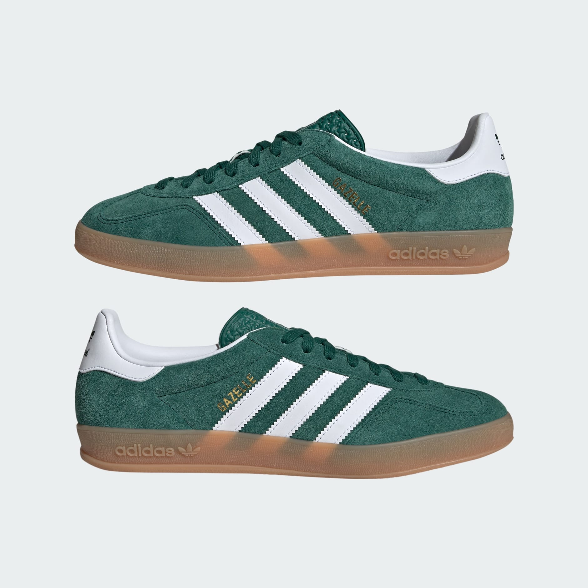 Adidas gazelle trainers green/white/gum best sale