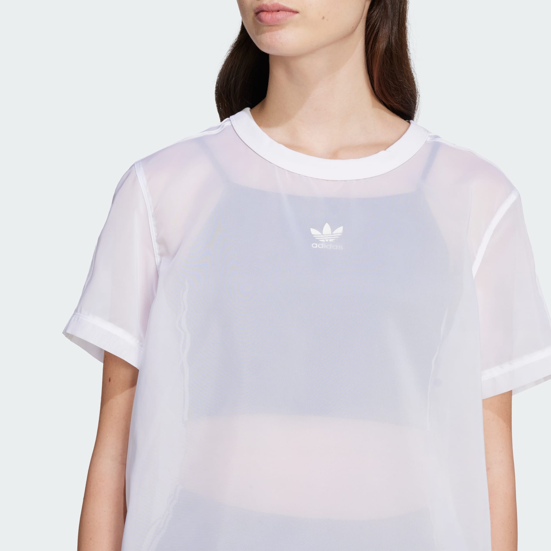 CLOTHING - Adicolor Sheer 3-Stripes Tee - White | adidas Oman