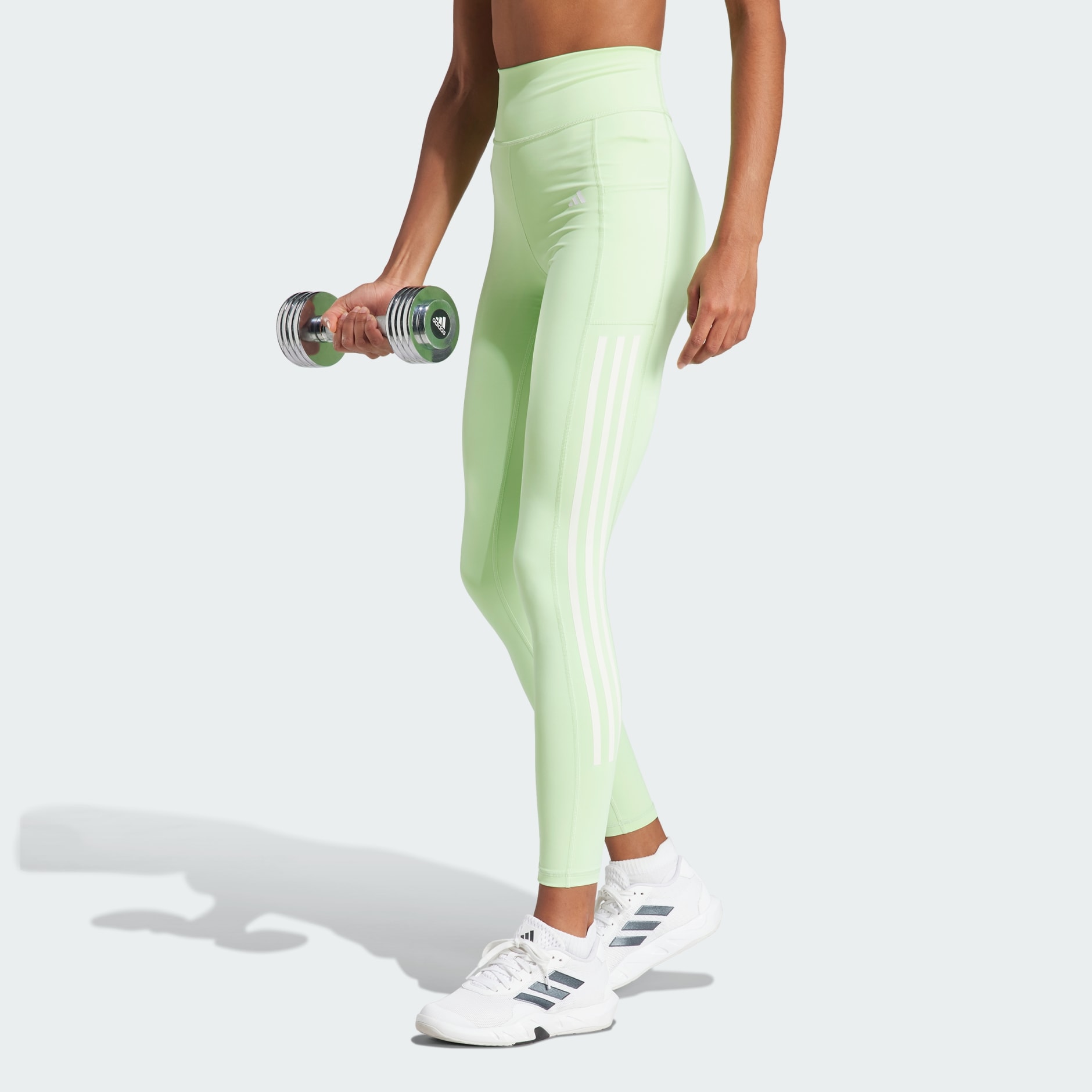 Women's Clothing - Optime 3-Stripes Full-Length Leggings - Green