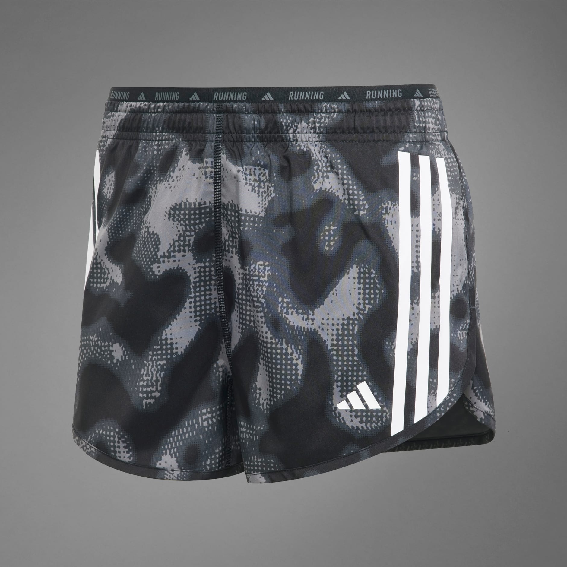 adidas Own the Run 3-Stripes Allover Print Shorts - Grey | adidas TZ