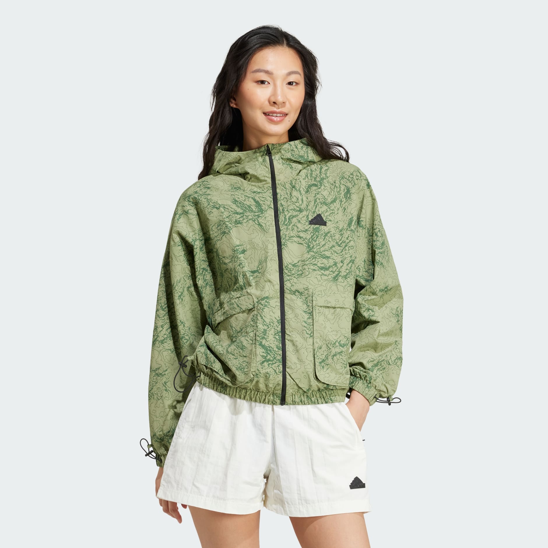 Adidas City Escape Woven Windbreaker Jacket Green M Woman