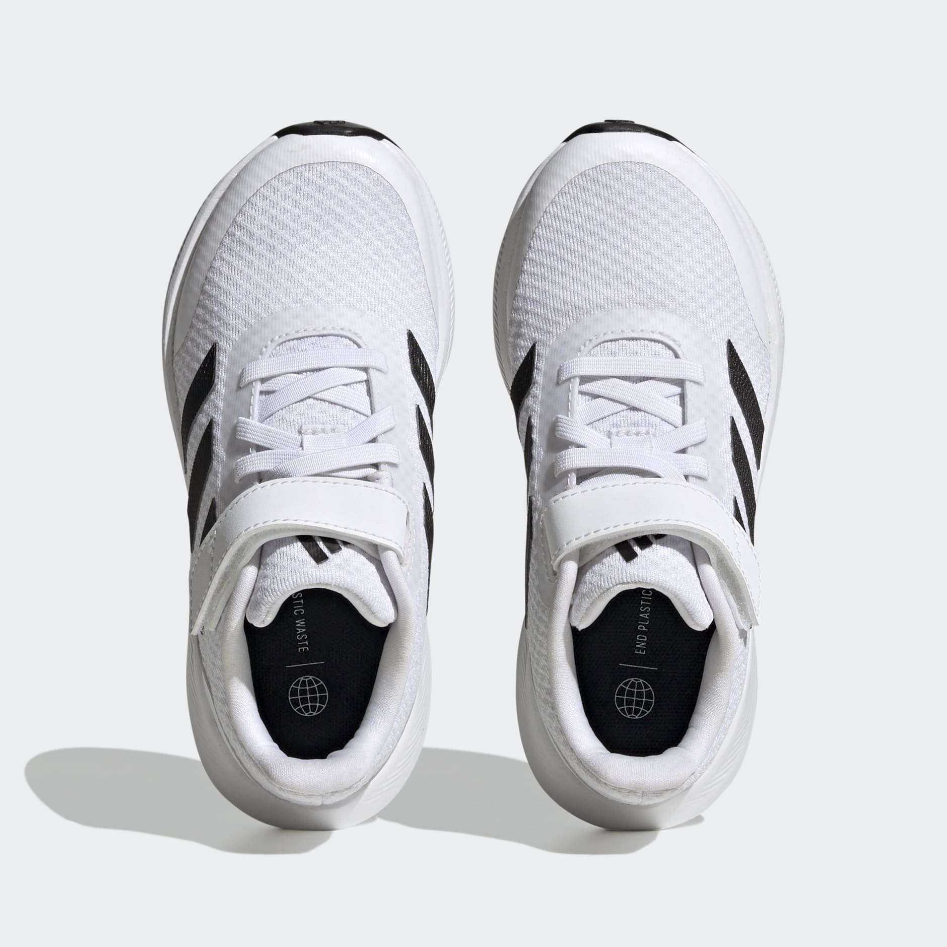 Kids Shoes - RunFalcon 3.0 Elastic Lace Top Strap Shoes - White 