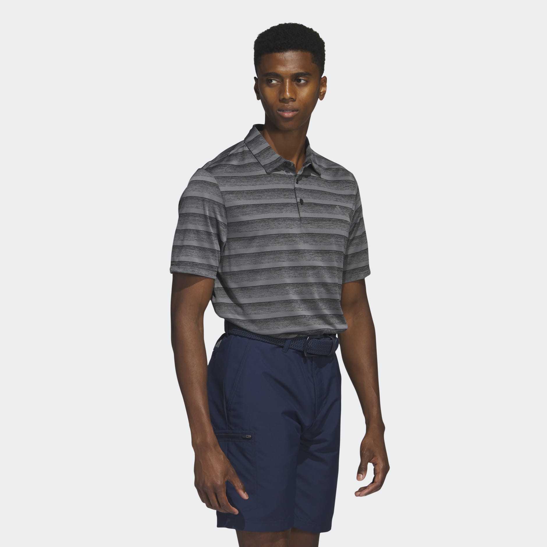 Clothing - Two-Color Striped Golf Polo Shirt - Black | adidas South Africa