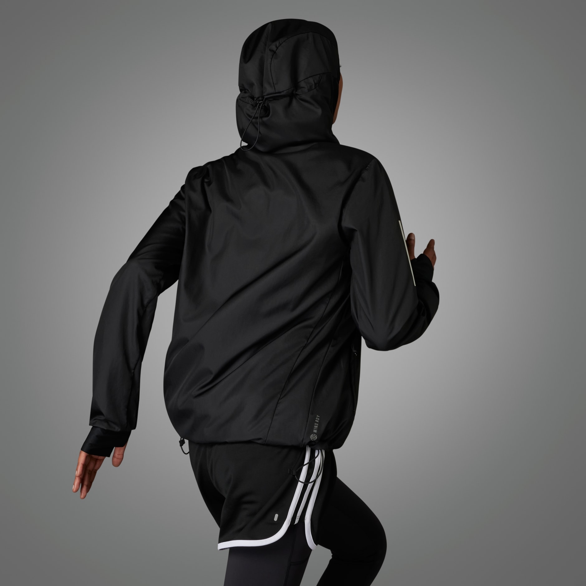 Women's Clothing - Own the Run Hooded Running Windbreaker - Black ...