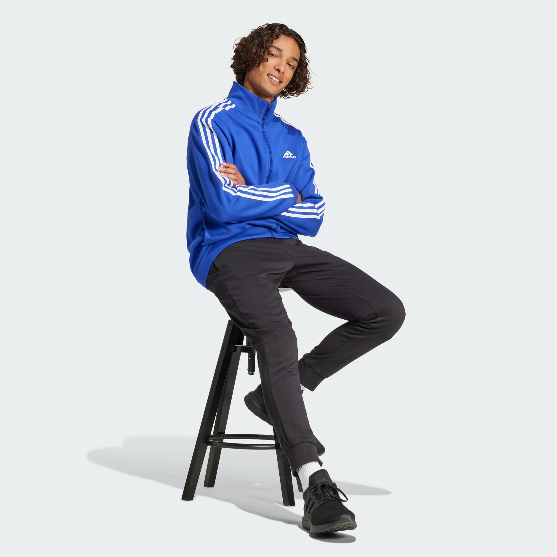 Clothing Basic 3 Stripes Fleece Track Suit Blue adidas Bahrain