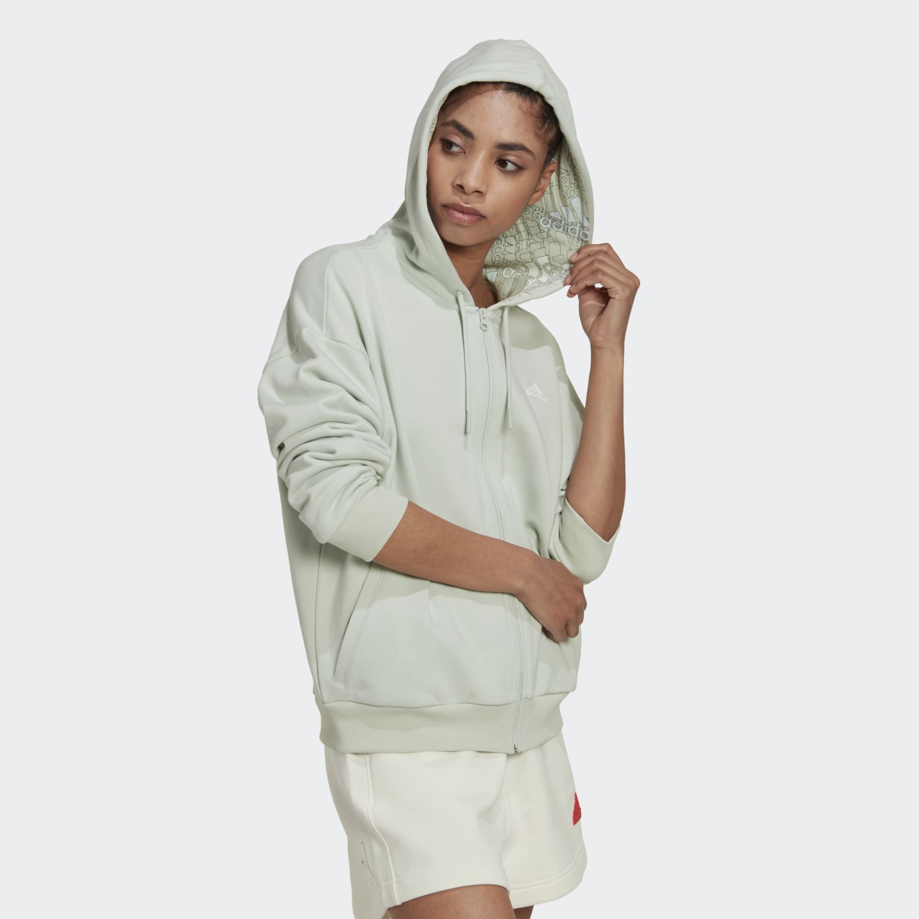 Essentials Multi-Colored Logo Full-Zip Loose Fit Hoodie