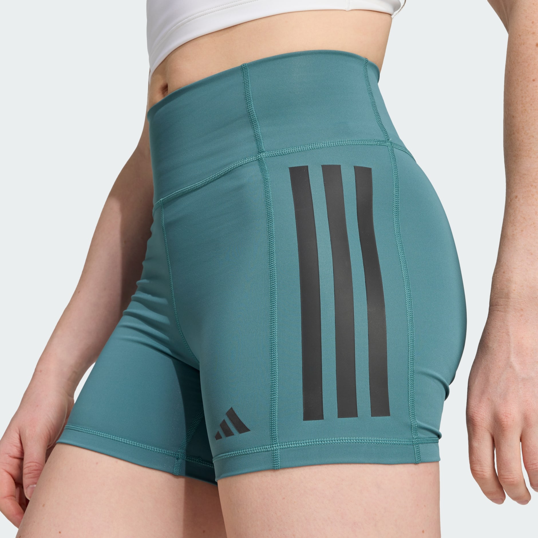 Clothing - Optimé 3-Stripes 1/4 Short Leggings - Green