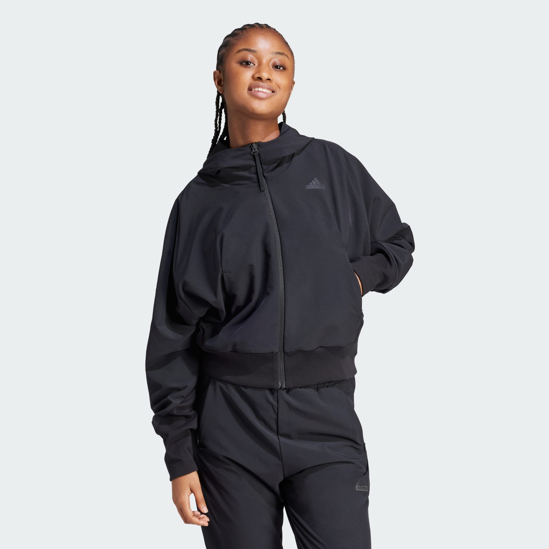 Women's Clothing - Z.N.E. Woven Full-Zip Hoodie - Black | adidas 