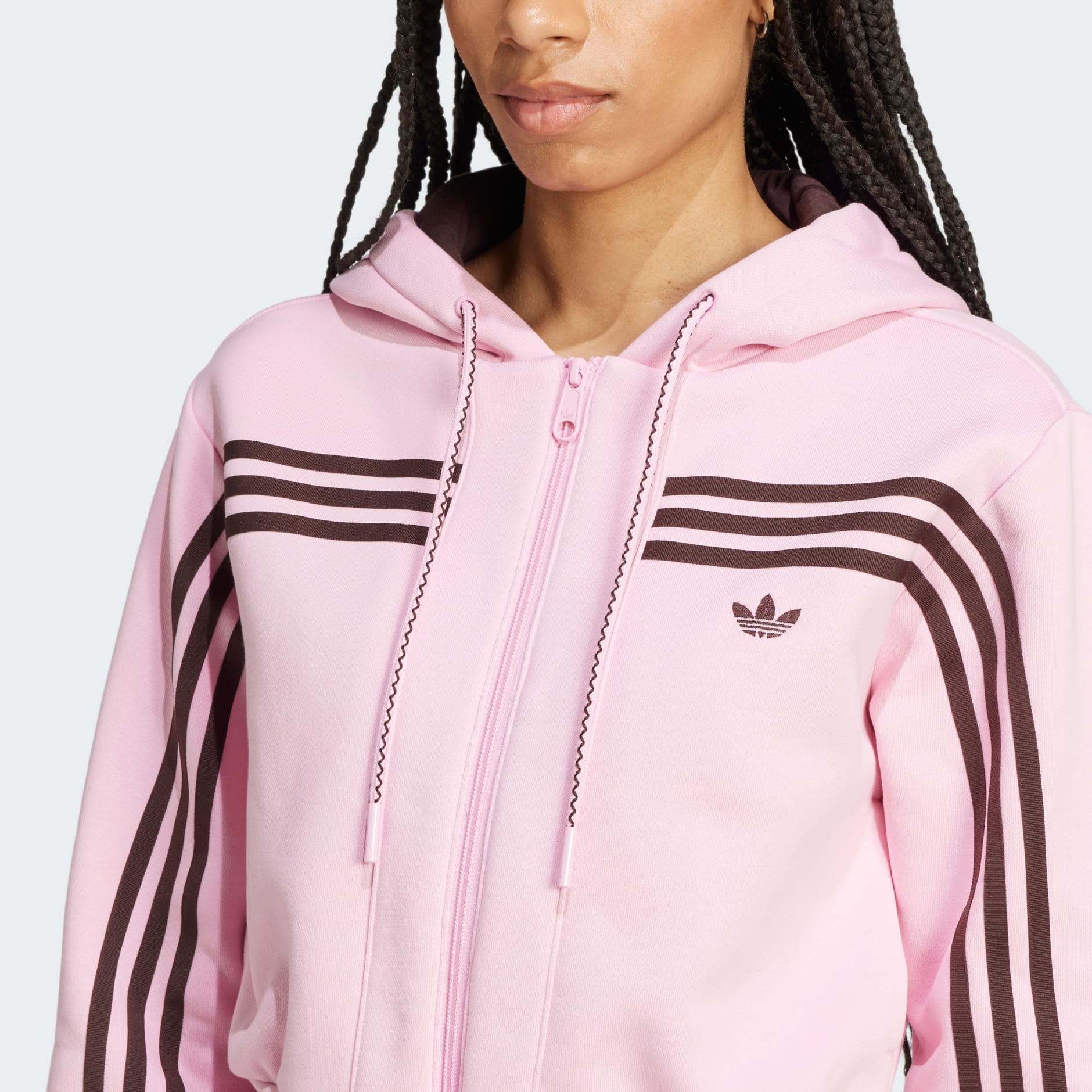 CLOTHING 70s Short Full Zip Fleece Hoodie Pink adidas Kuwait