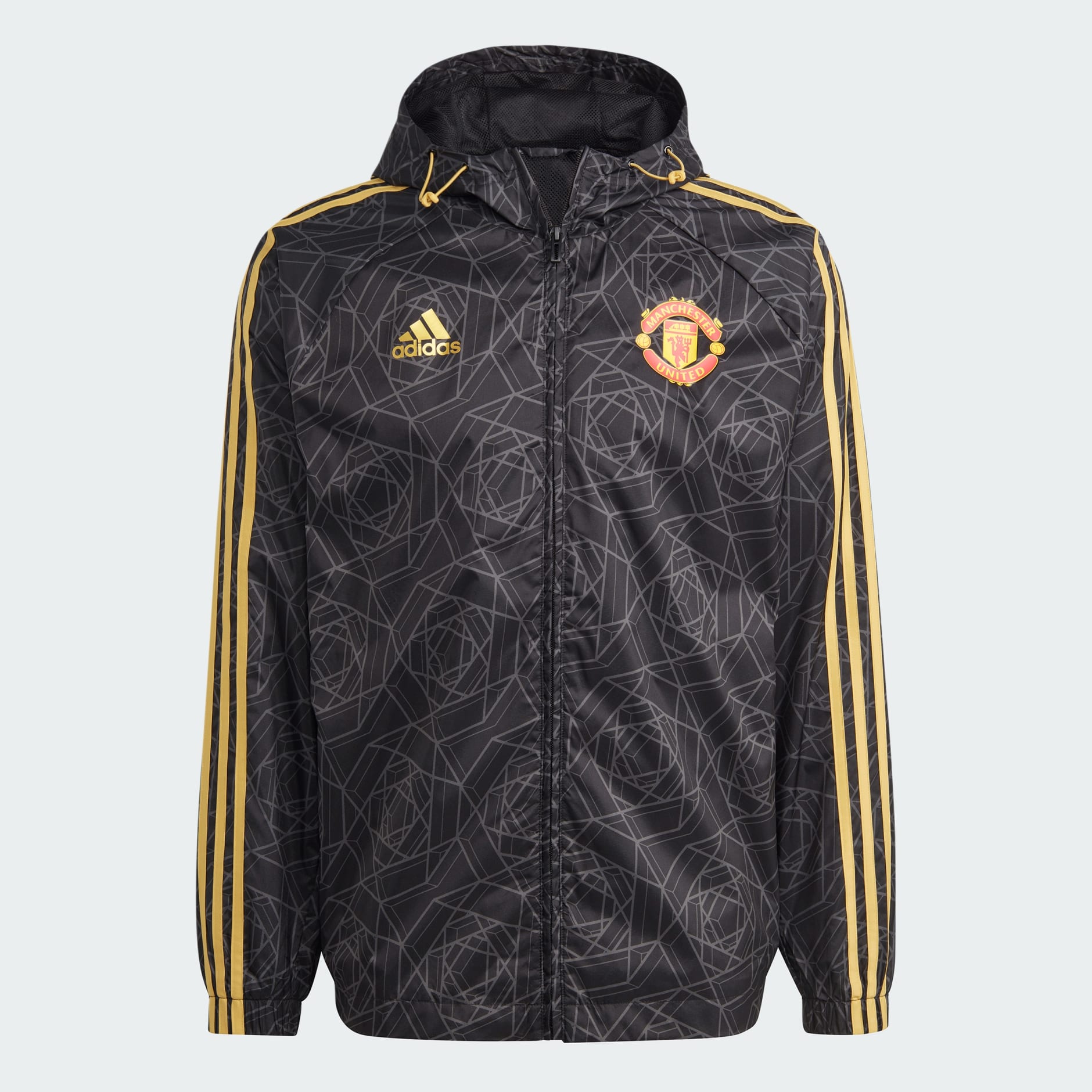 Manchester United adidas Full-Zip Windbreaker Hoodie Jacket - Black