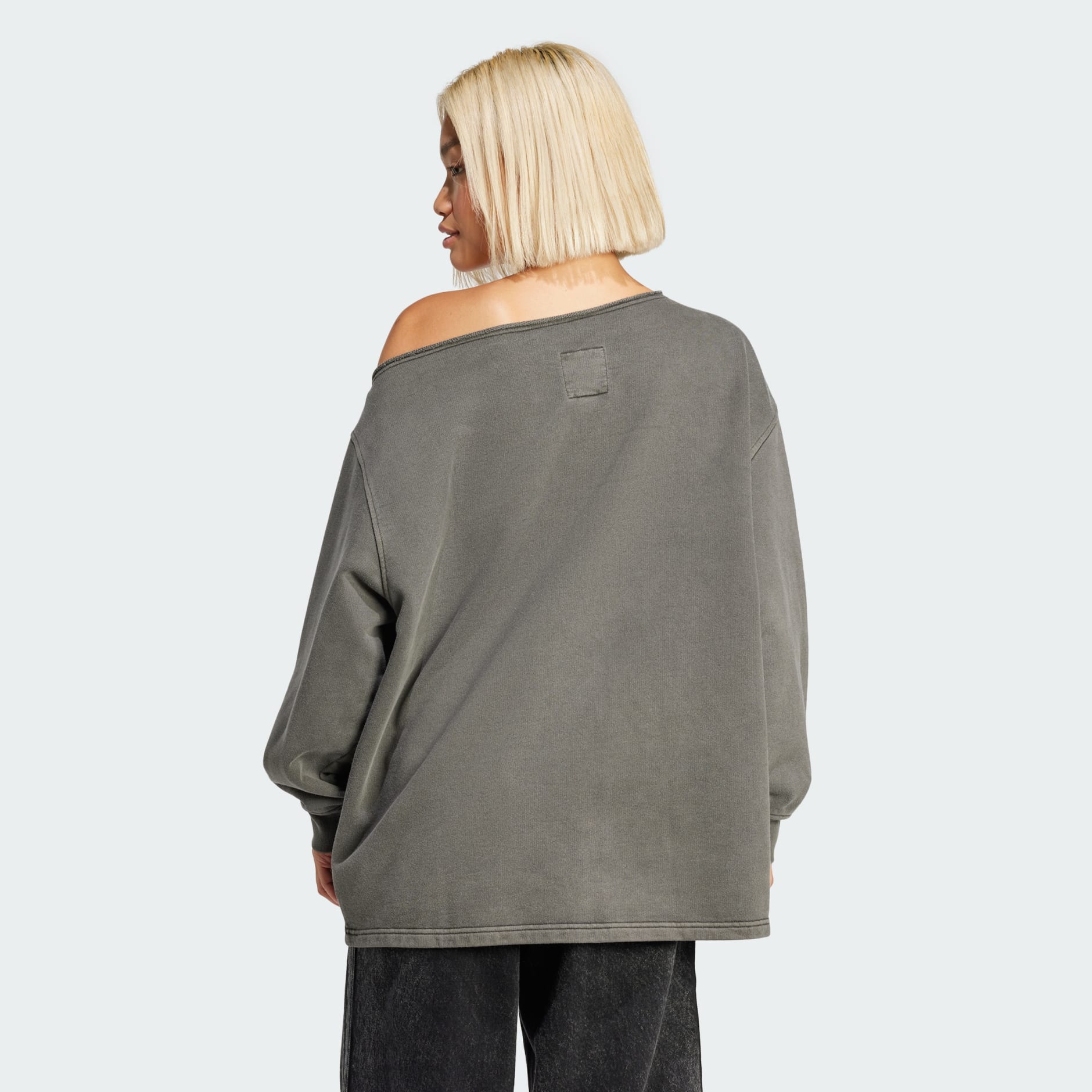Washed Off-Shoulder Sweatshirt - Black | adidas Hong Kong