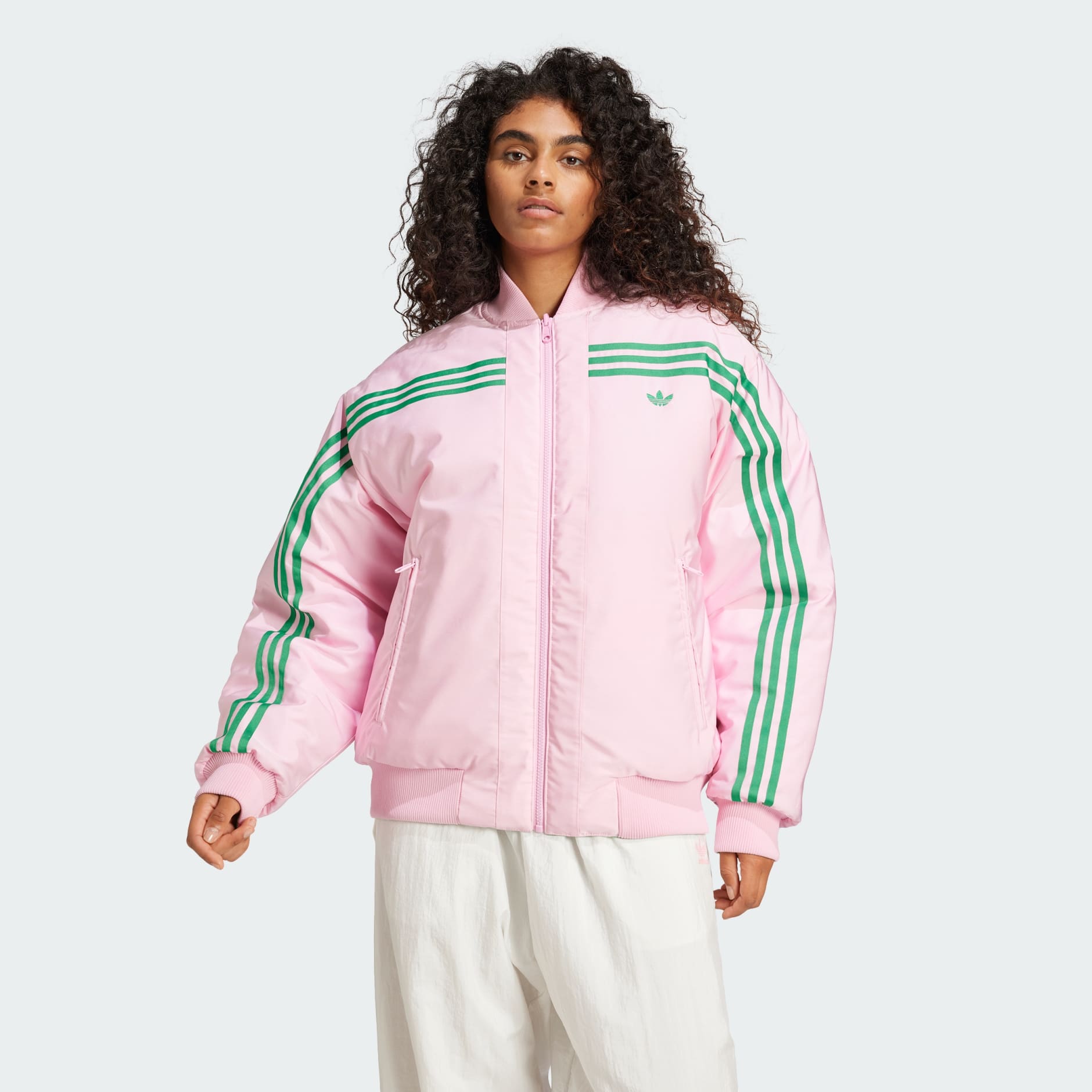 Adidas pink bomber jacket best sale