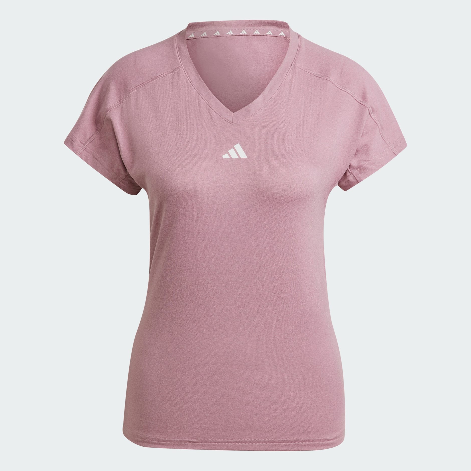 Women\'s Clothing - AEROREADY Train Essentials Minimal Branding V-Neck Tee -  Pink | adidas Oman