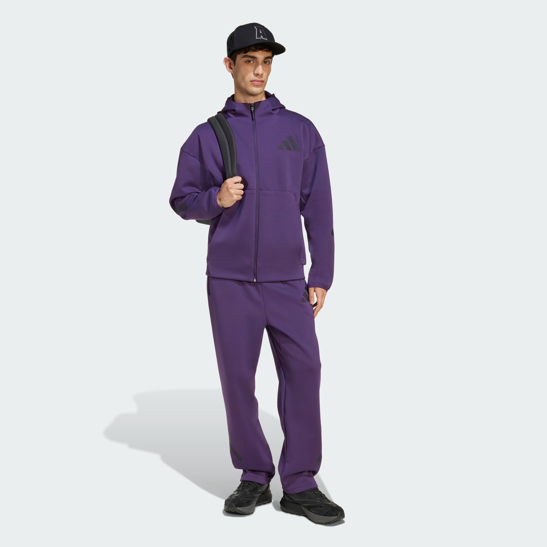 Clothing - Z.N.E. Full-Zip Hooded Track Jacket - Purple | adidas Oman