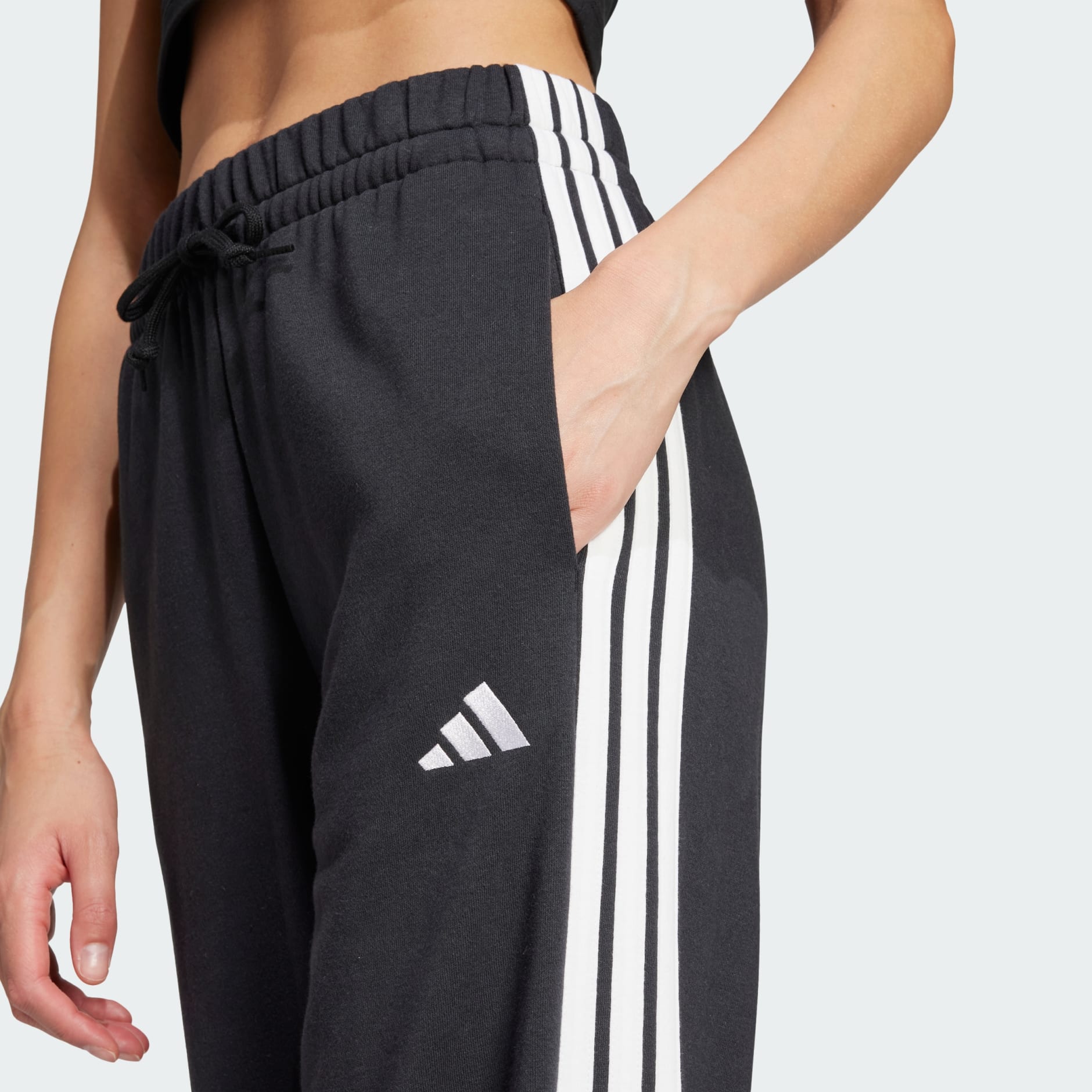 Essentials 3-Stripes Open Hem French Terry Pants