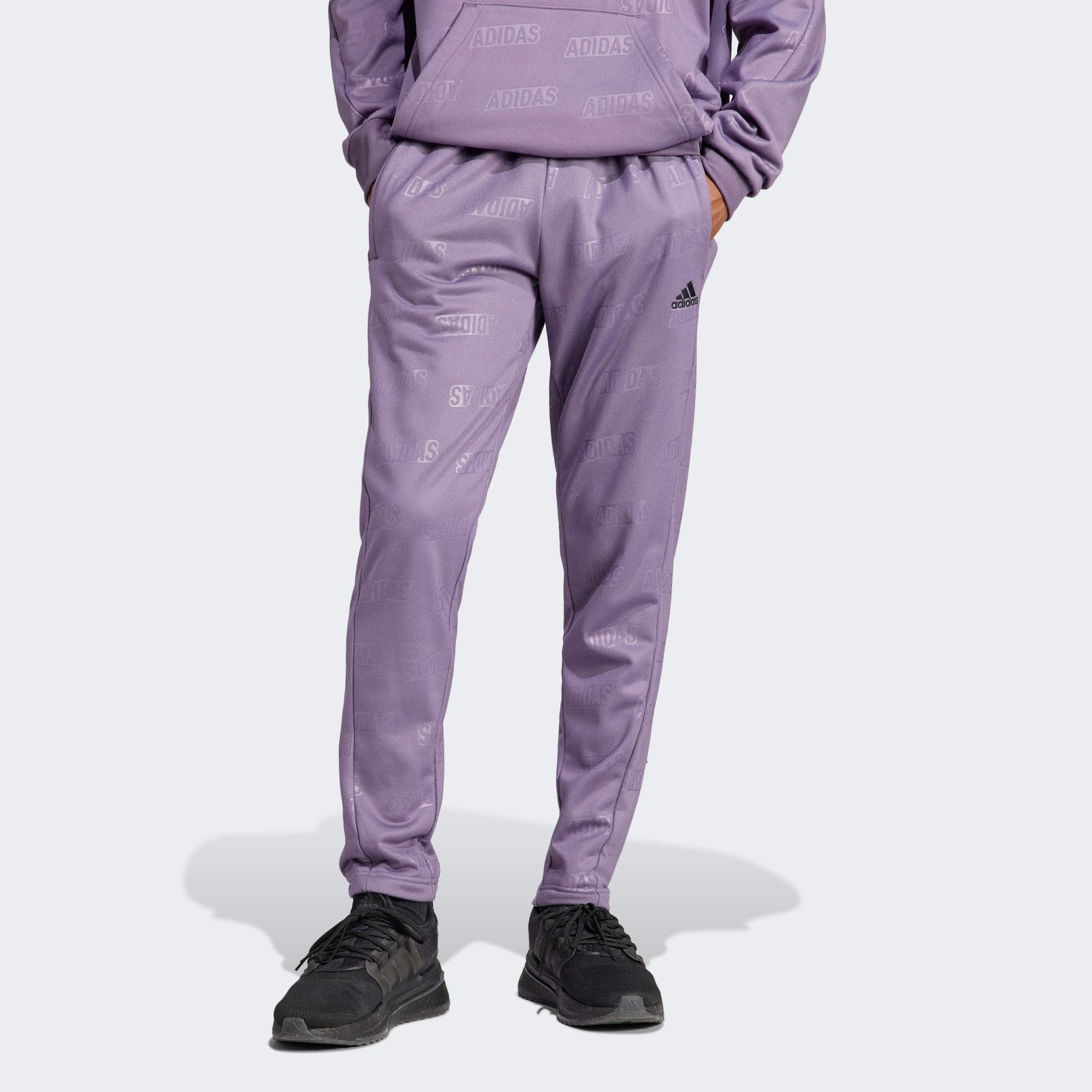 adidas Embossed adidas Polar Fleece Tapered Pants - Purple | adidas UAE