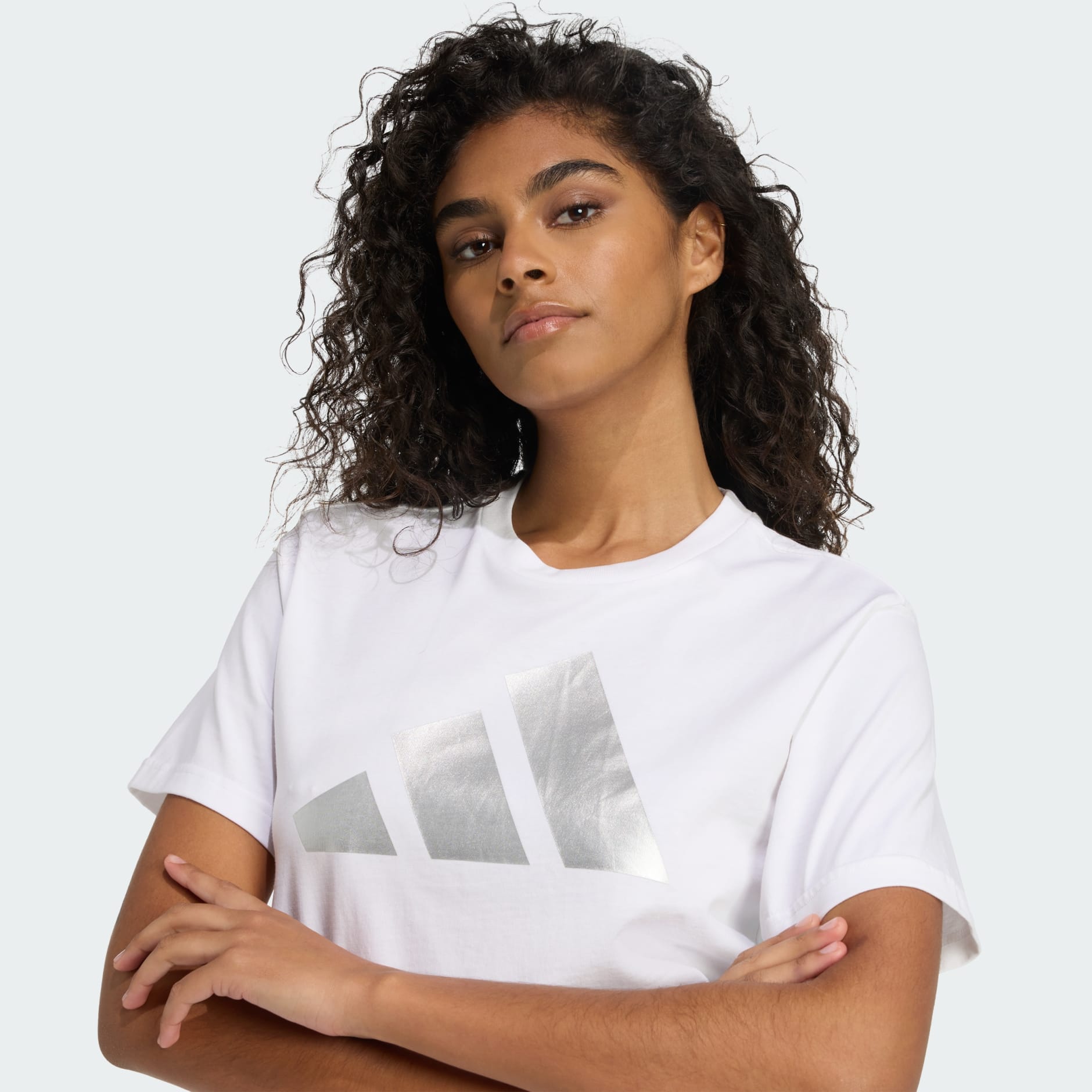 CLOTHING - Holiday Metallic Graphic Tee - White | adidas Oman
