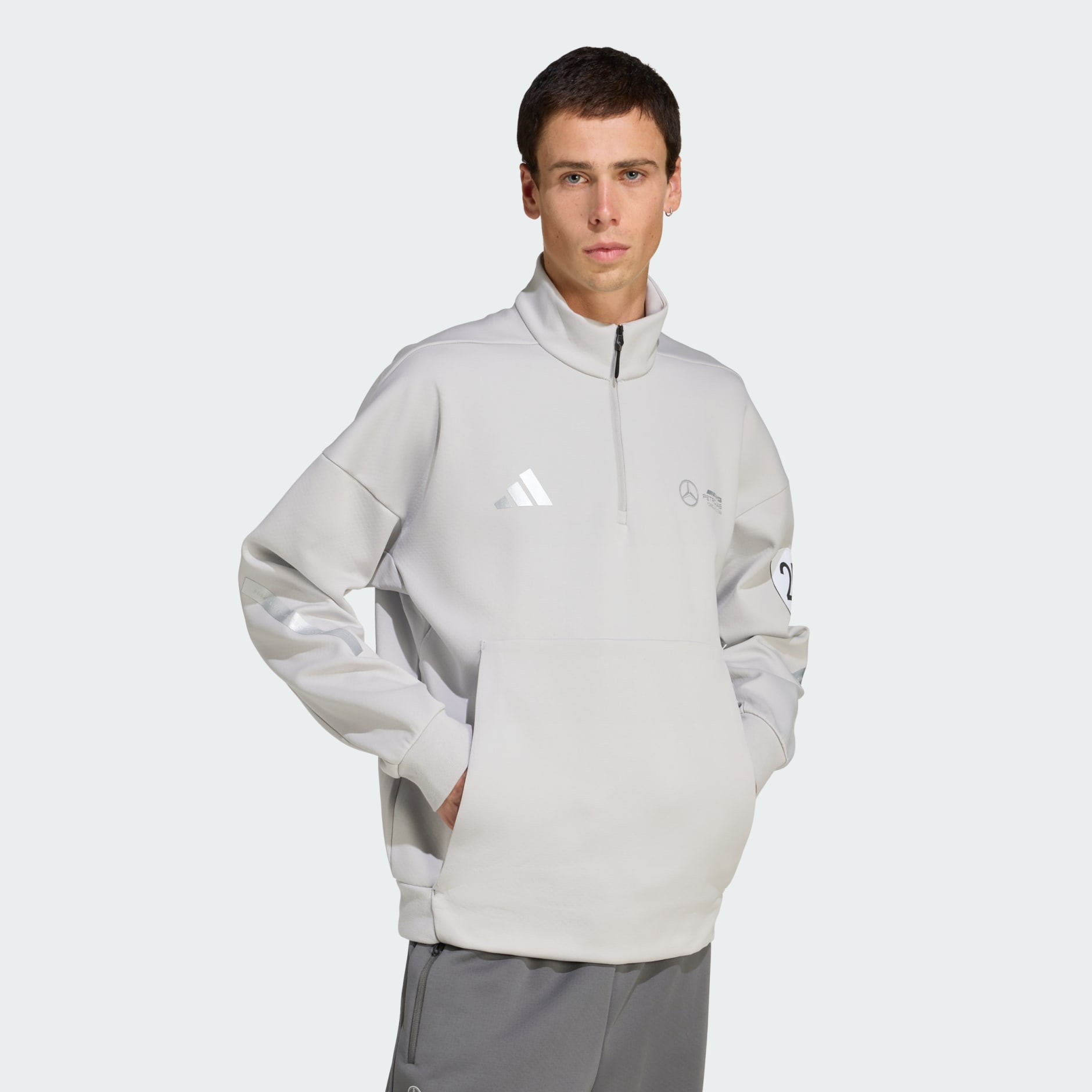 Hanorac Mercedes - AMG Petronas Formula One Team Silver Arrows cu fermoar 1/2