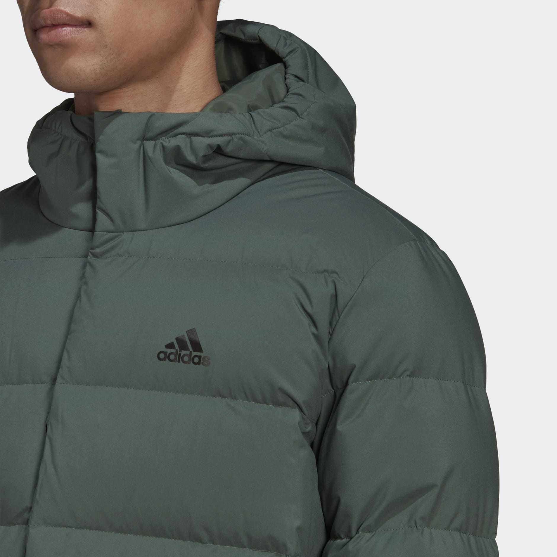 Clothing - Helionic Hooded Down Jacket - Green | adidas South Africa