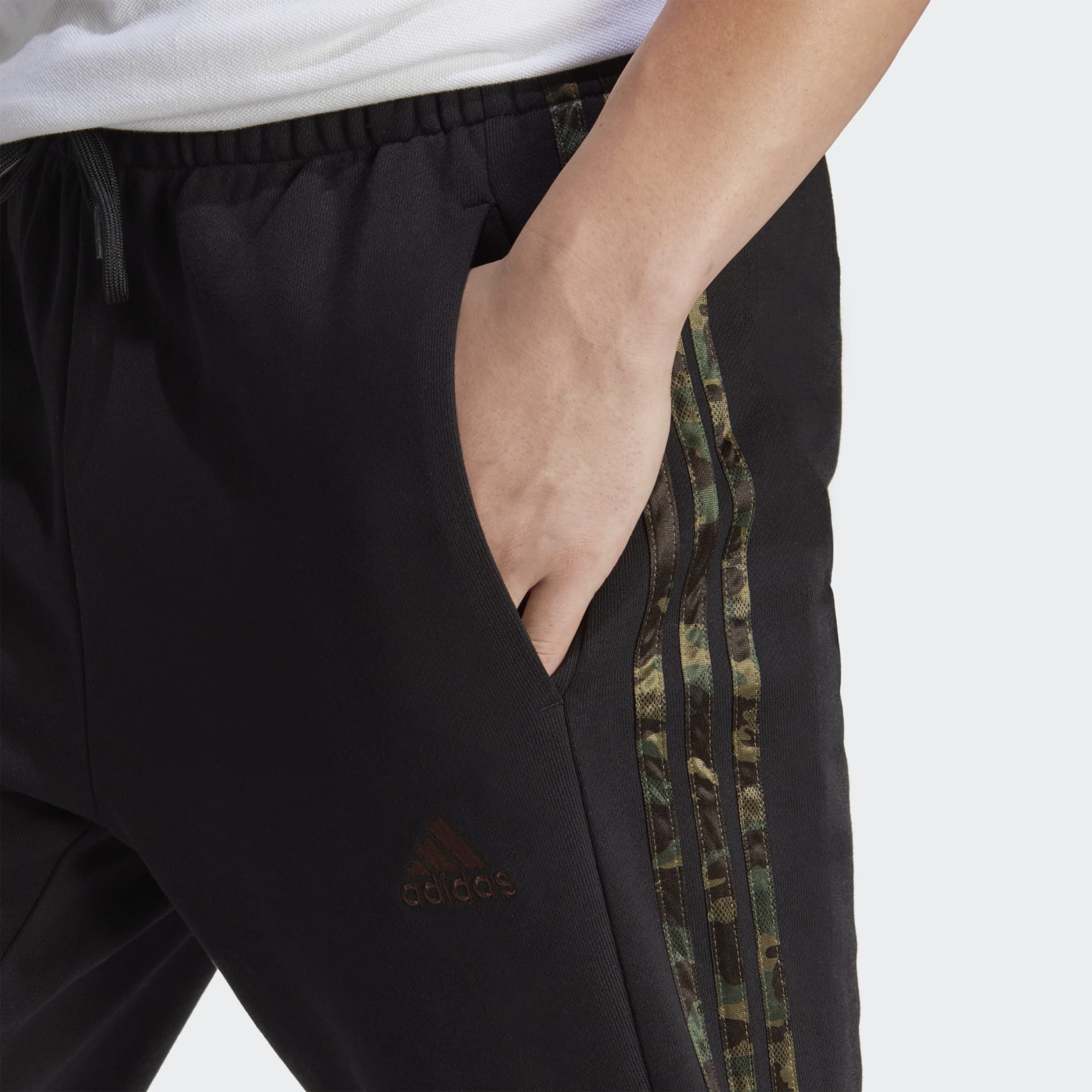 | French Terry 3-Stripes Pants adidas - Cuff Elastic Essentials GH Black Tapered adidas