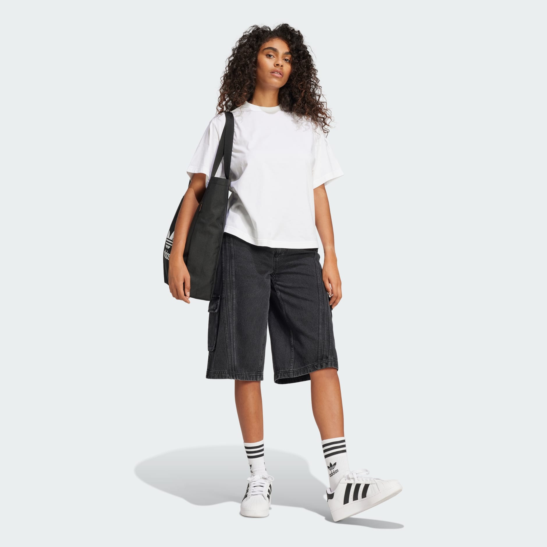 【ADIDAS】ADILENIUM 2 Denim Capri Short Pants - Black / JM Adilenium Season 2 Denim Capri Shorts (Gender Neutral