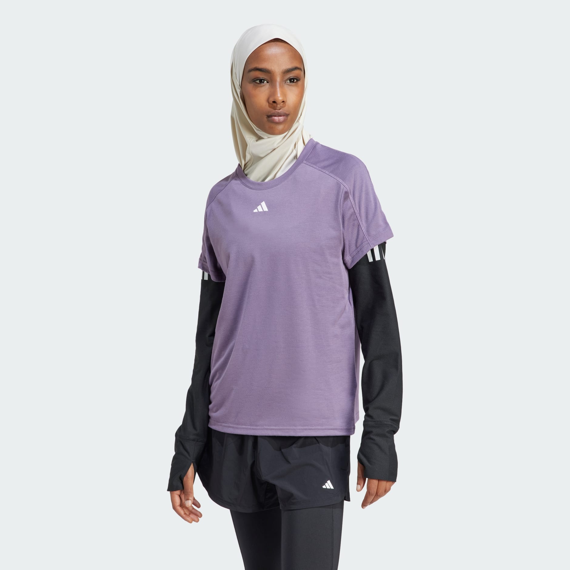 Women's Clothing - AEROREADY Train Essentials Minimal Branding Crewneck Tee  - Purple | adidas Oman