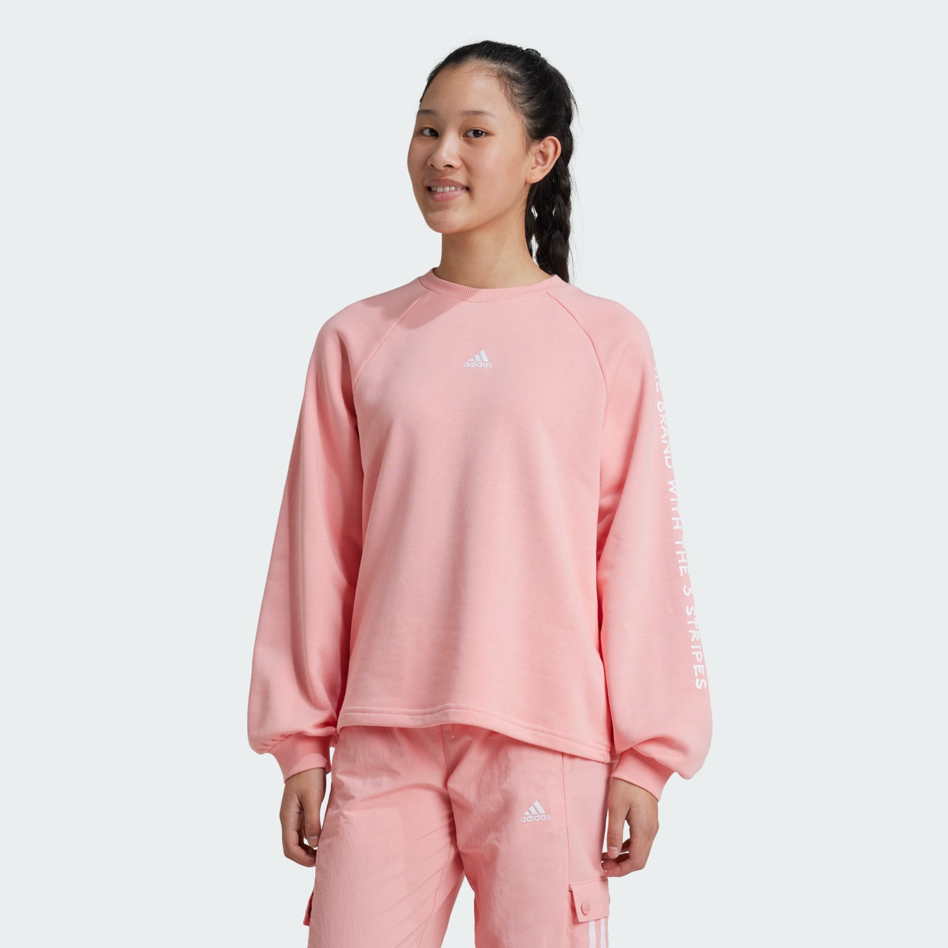 Adidas crew sweatshirt pink sale