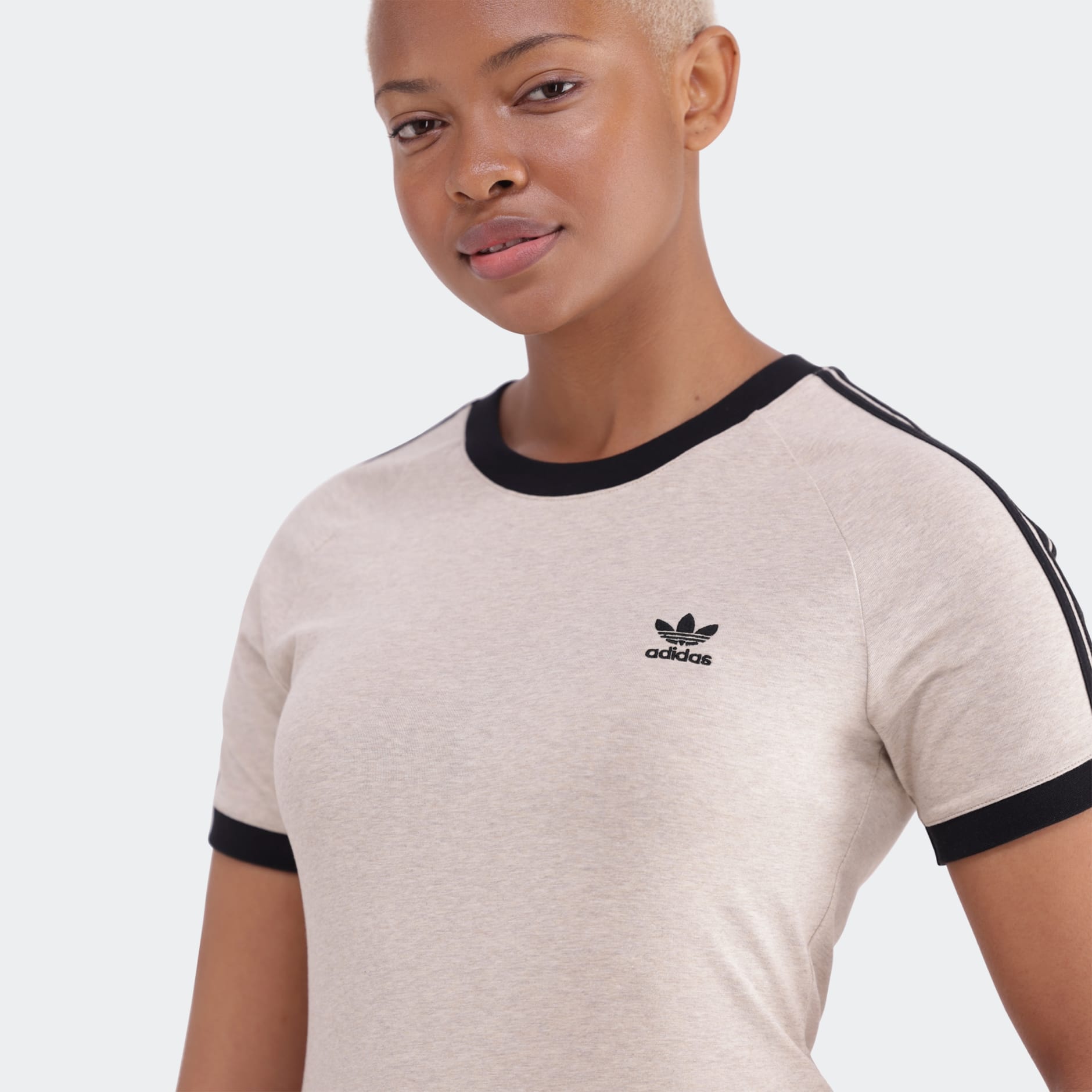 Adidas 3 Stripes Slim Raglan T Shirt