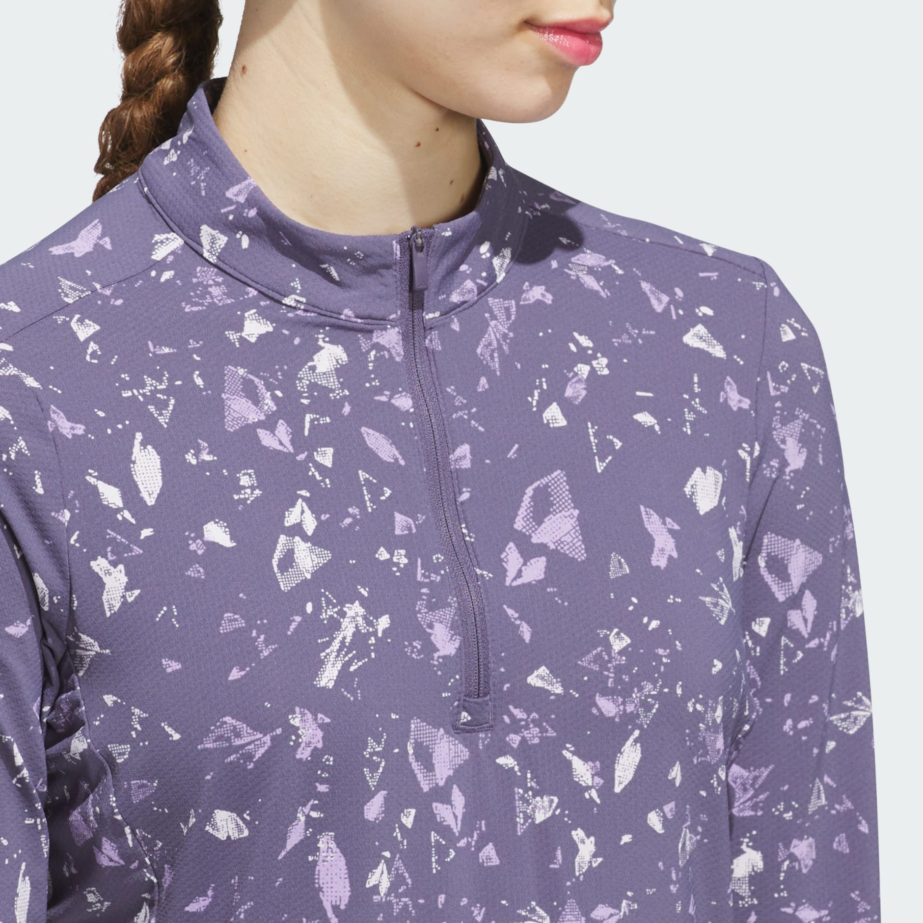 Ultimate365 Printed Quarter-Zip Mock Neck Top