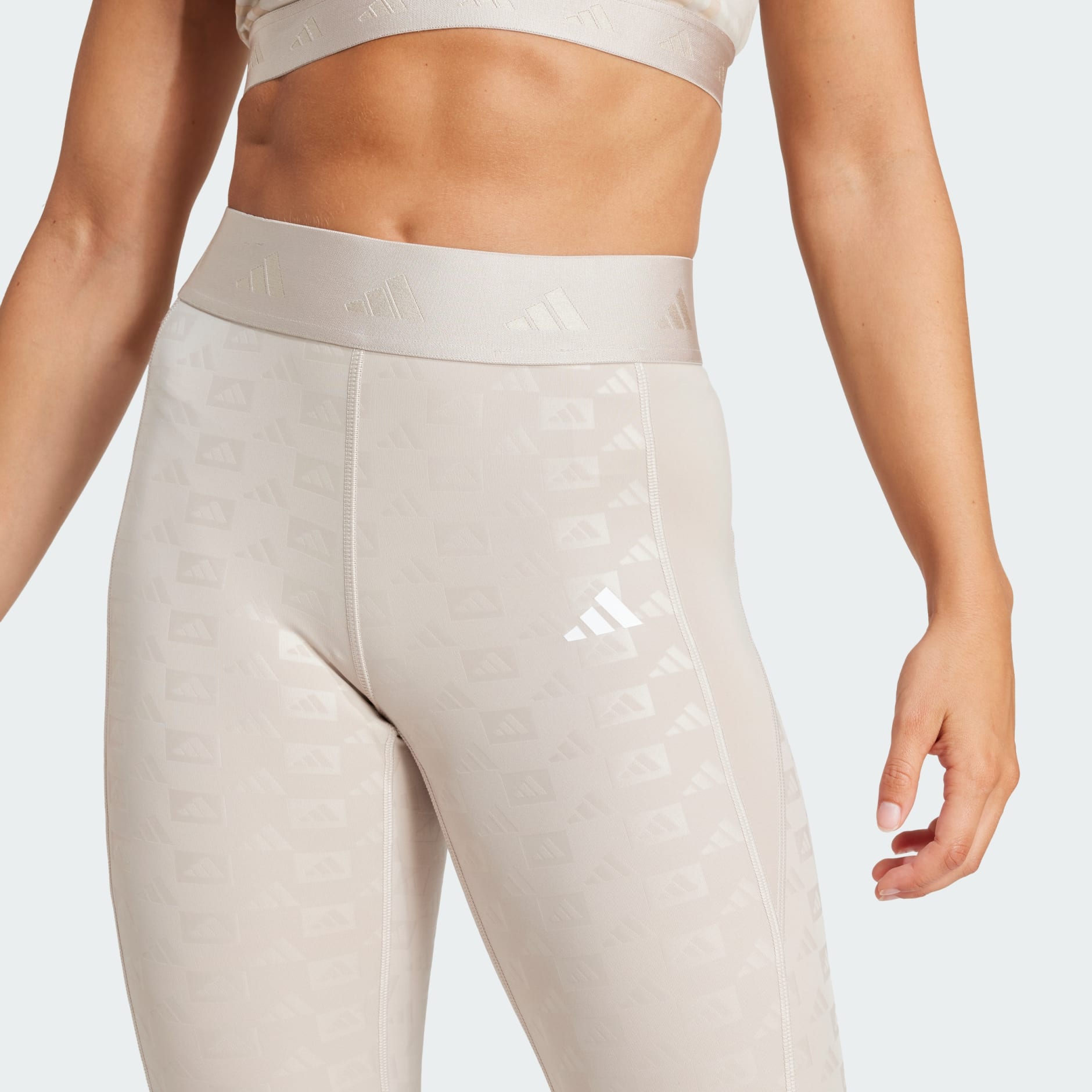 CLOTHING - Hyperglam Full-Length Emboss Leggings - Beige