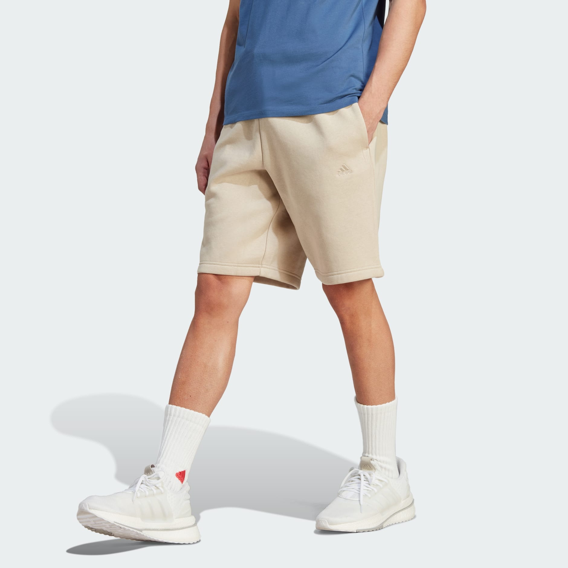 Adidas originals store fleece logo shorts