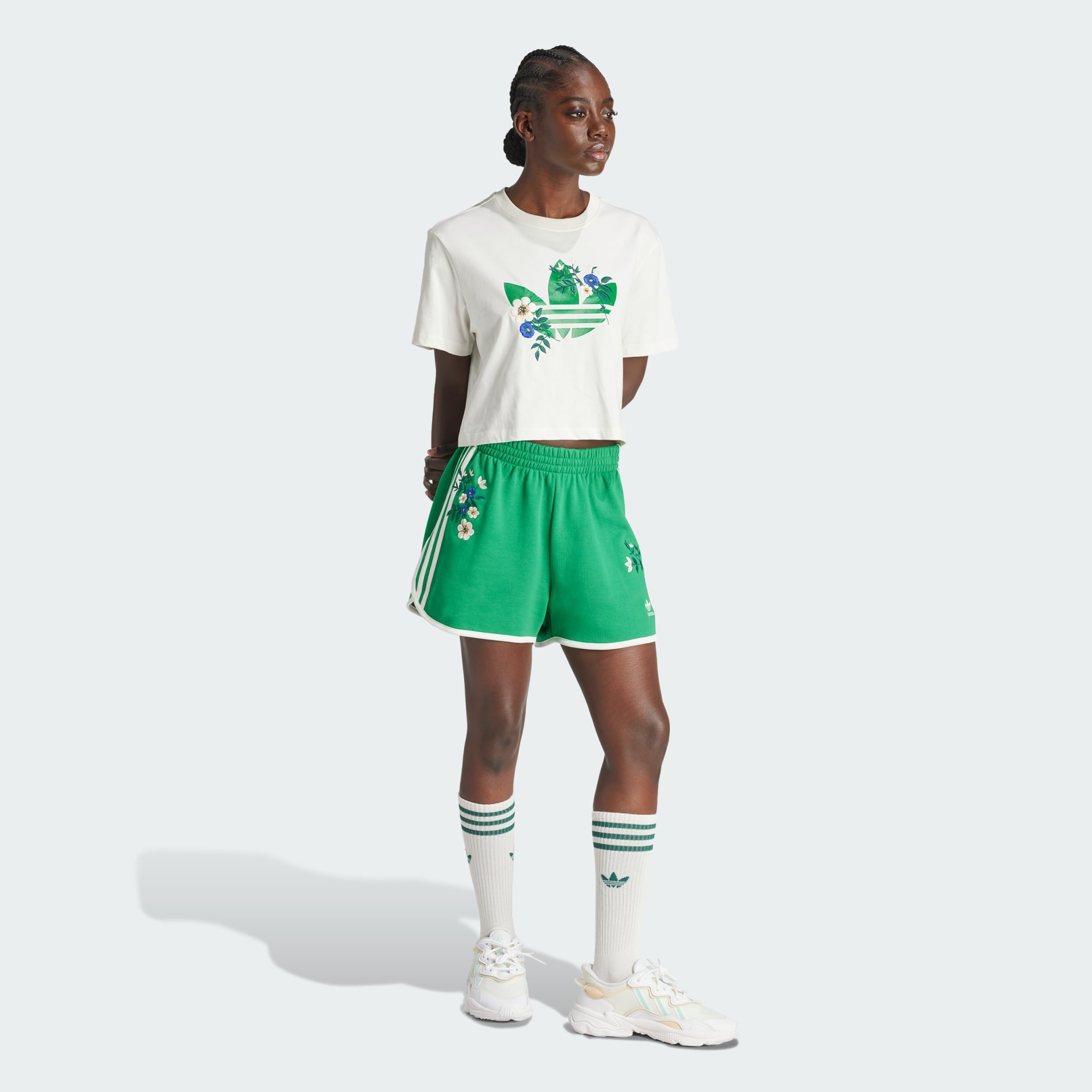 Women's Clothing - Fashion Graphics Floral Shorts - Green | adidas 