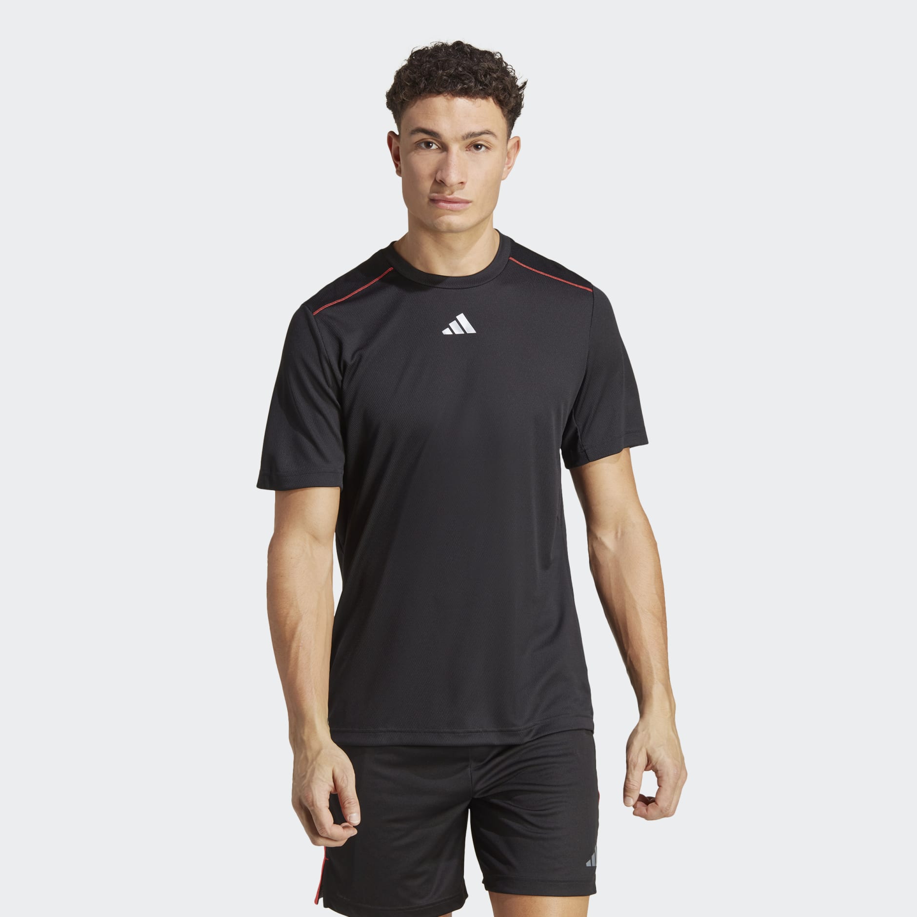 Men's Clothing - Workout Base Logo Tee - Black | adidas Qatar
