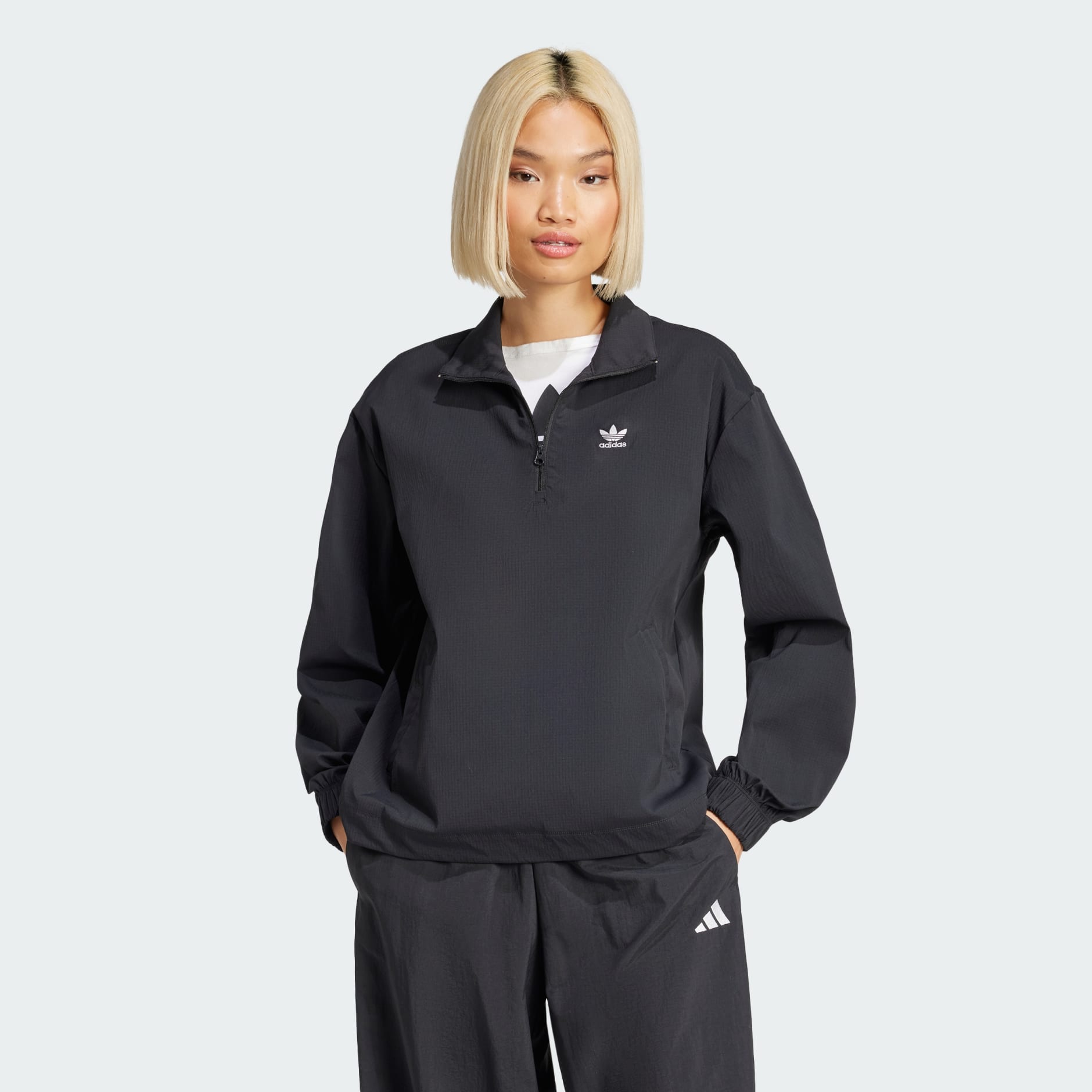 Clothing - Essentials Ripstop 1/2 Zip Track Top - Black | adidas
