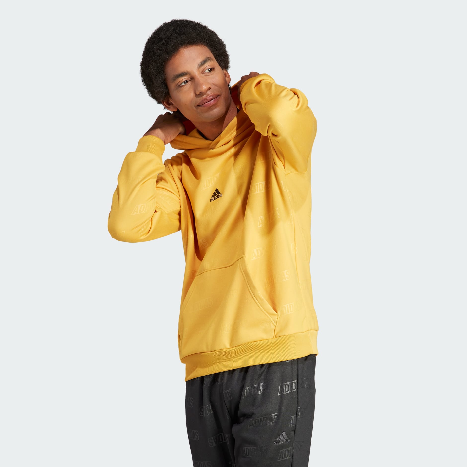 Clothing - Embossed Polar Fleece Hoodie - Yellow | adidas South Africa