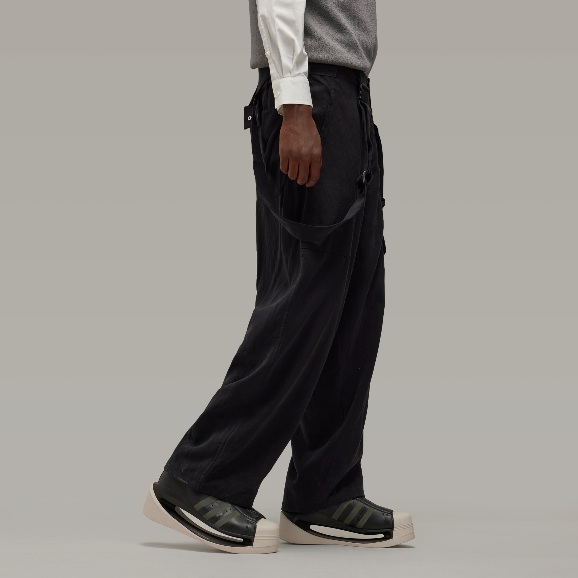 Y-3 Washed Twill Suspender Pants - Black | adidas Hong Kong